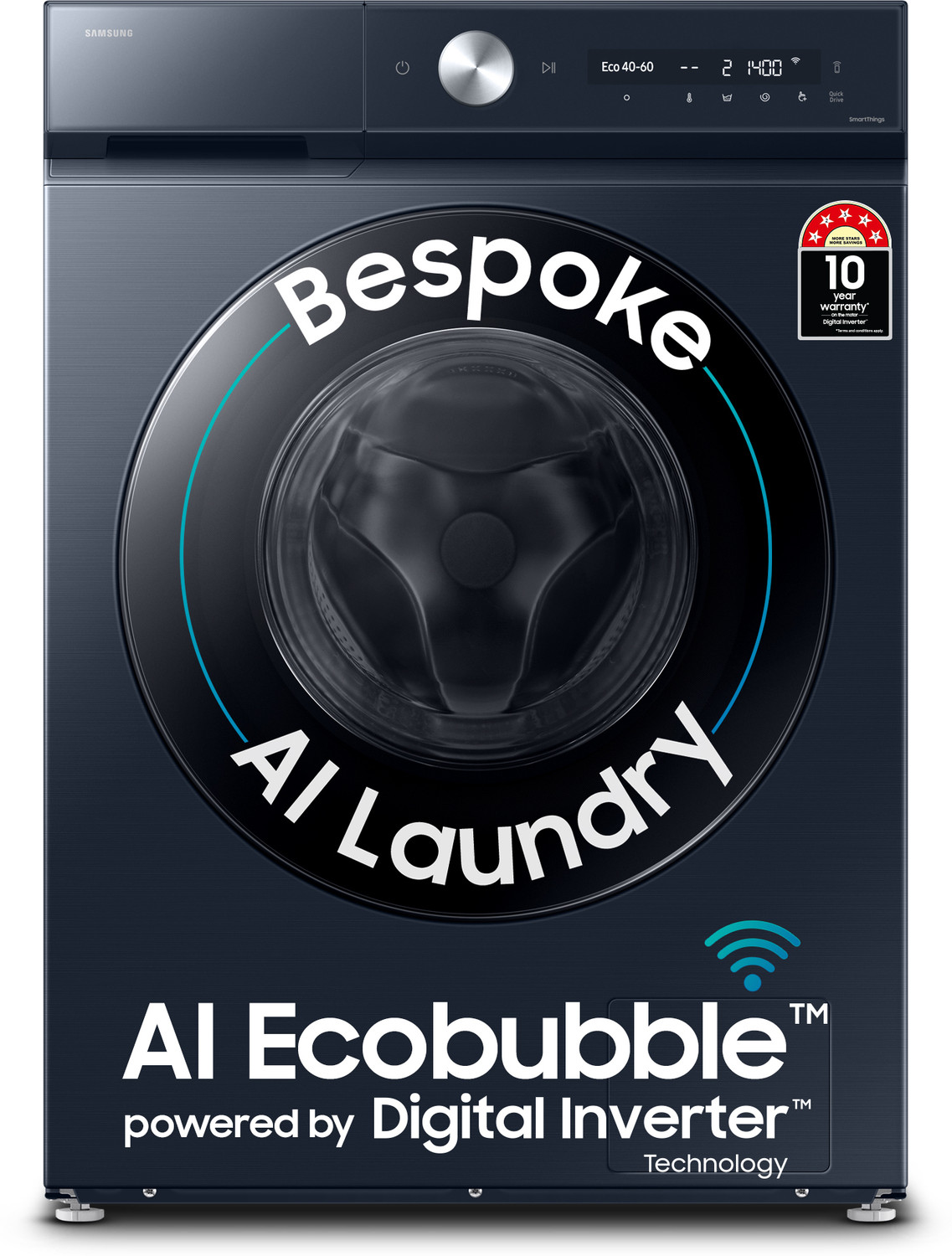 Image of Samsung 12 kg Fully Automatic Front Load Washing Machine with In-built Heater Black, Blue