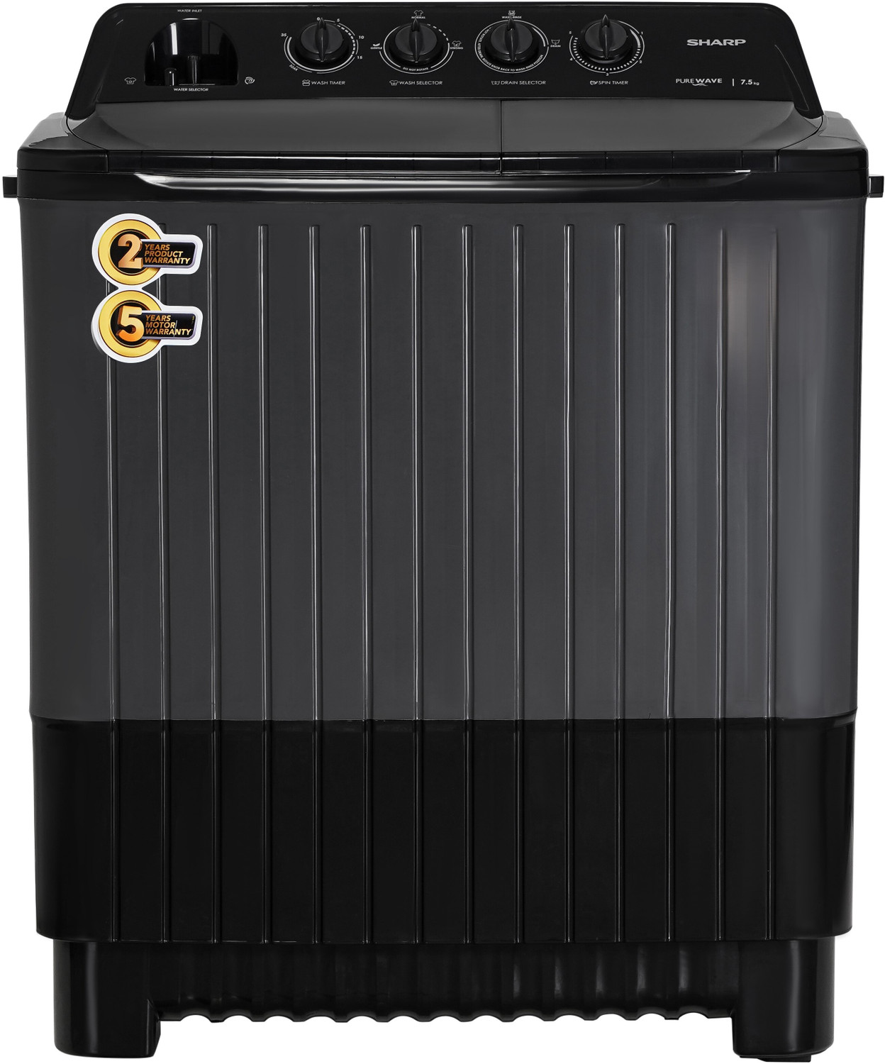 Image of Sharp 7.5 kg Semi Automatic Top Load Washing Machine Grey