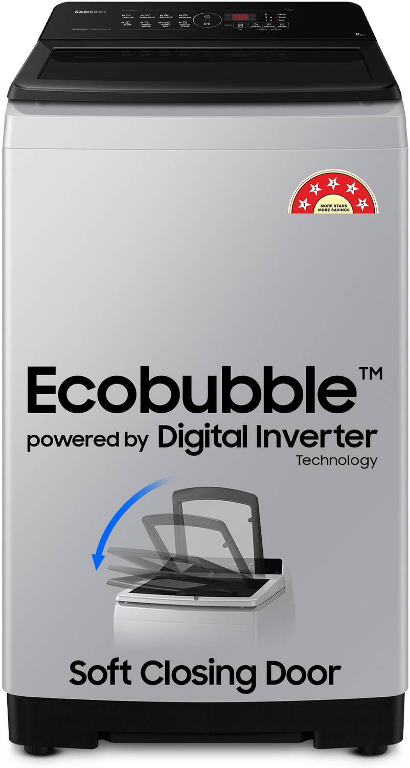 Samsung 8 kg 5 star, Ecobubble, Soft Closing Door, Digital Inverter Fully Automatic Top Load Washing Machine Grey price history chart and lowest price