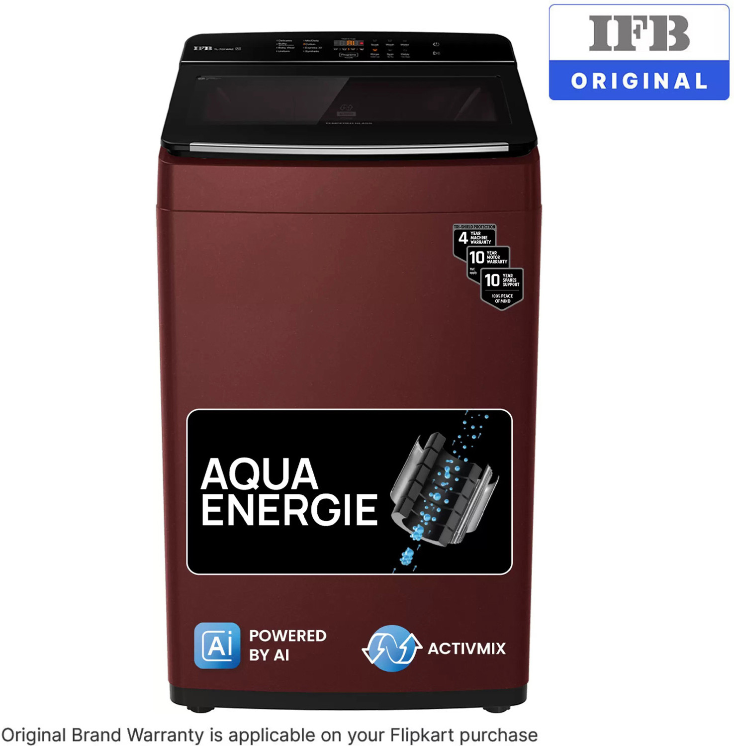 Image of IFB 7 kg Aqua Energie, ActivMix, Soft Close Door, Auto Tub Clean, DeepClean Powered by Ai Fully Automatic Top Load Washing Machine Red