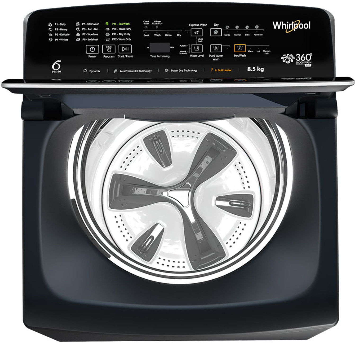 Image of Whirlpool 8.5 kg Fully Automatic Top Load Washing Machine with In-built Heater Grey