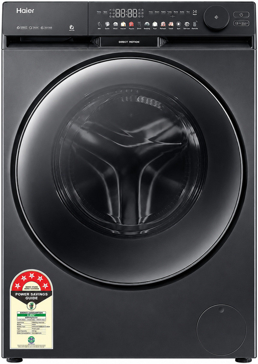 Image of Haier 10 kg Fully Automatic Front Load Washing Machine with In-built Heater Black