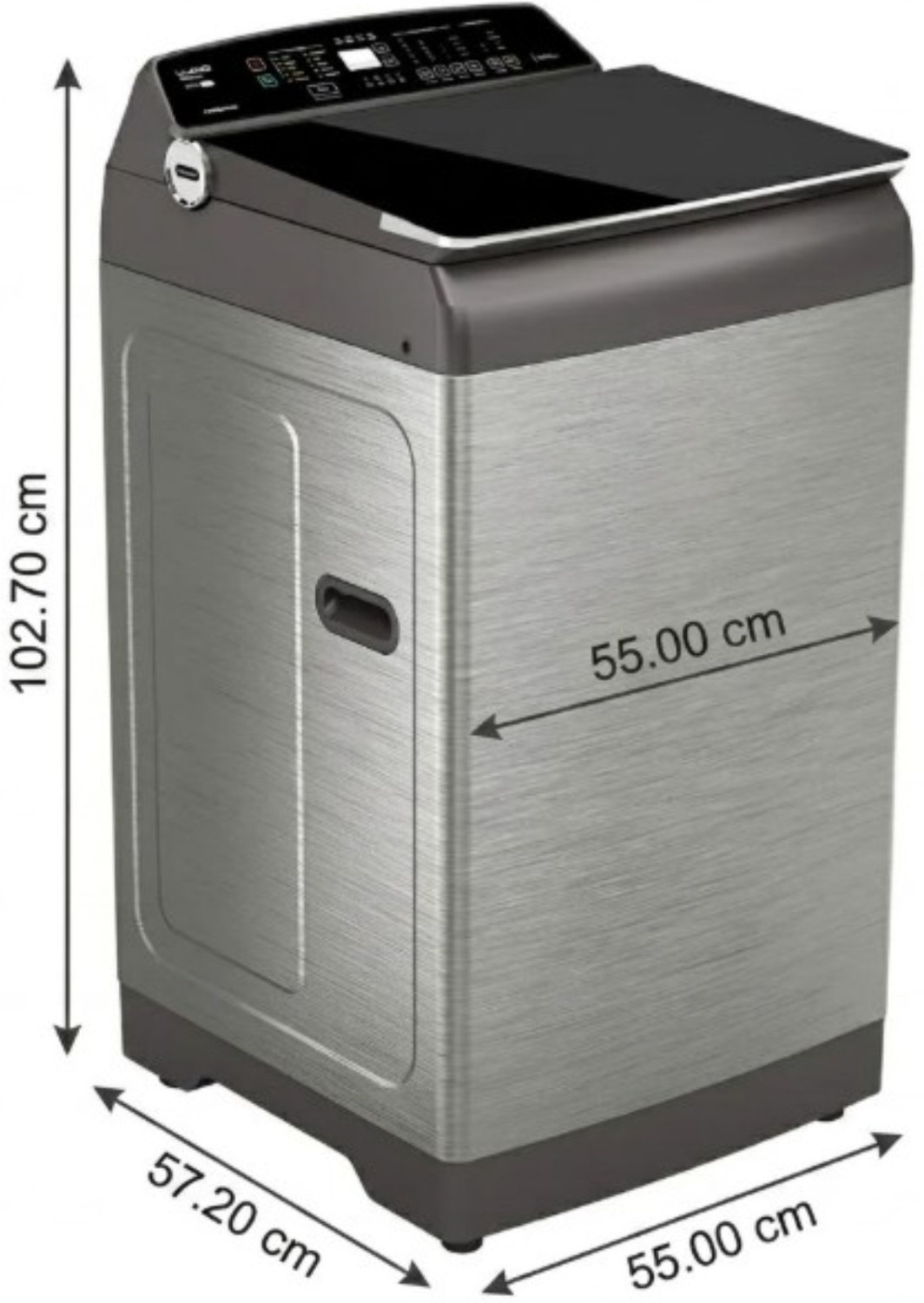 Image of Lloyd 8 kg Fully Automatic Top Load Washing Machine with In-built Heater Black, Silver