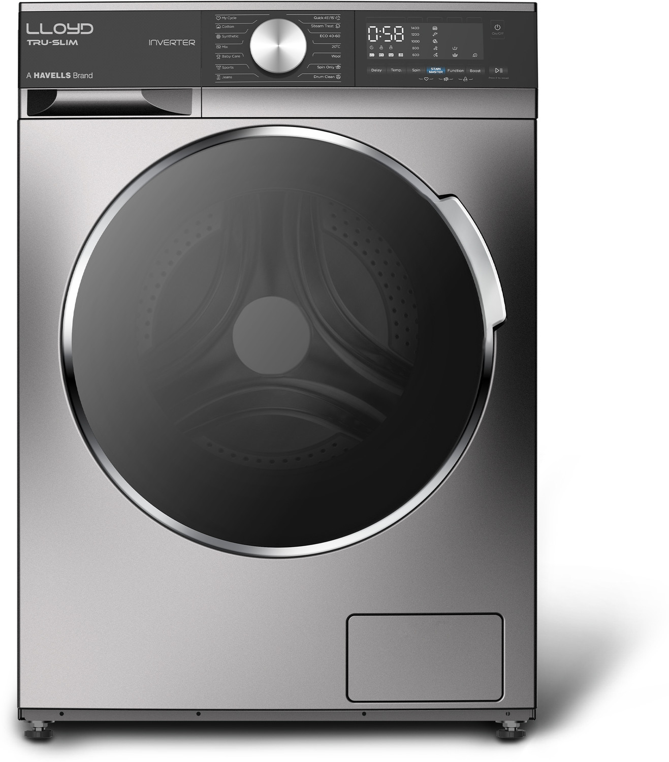 Image of Lloyd 7 kg Fully Automatic Front Load Washing Machine with In-built Heater Black
