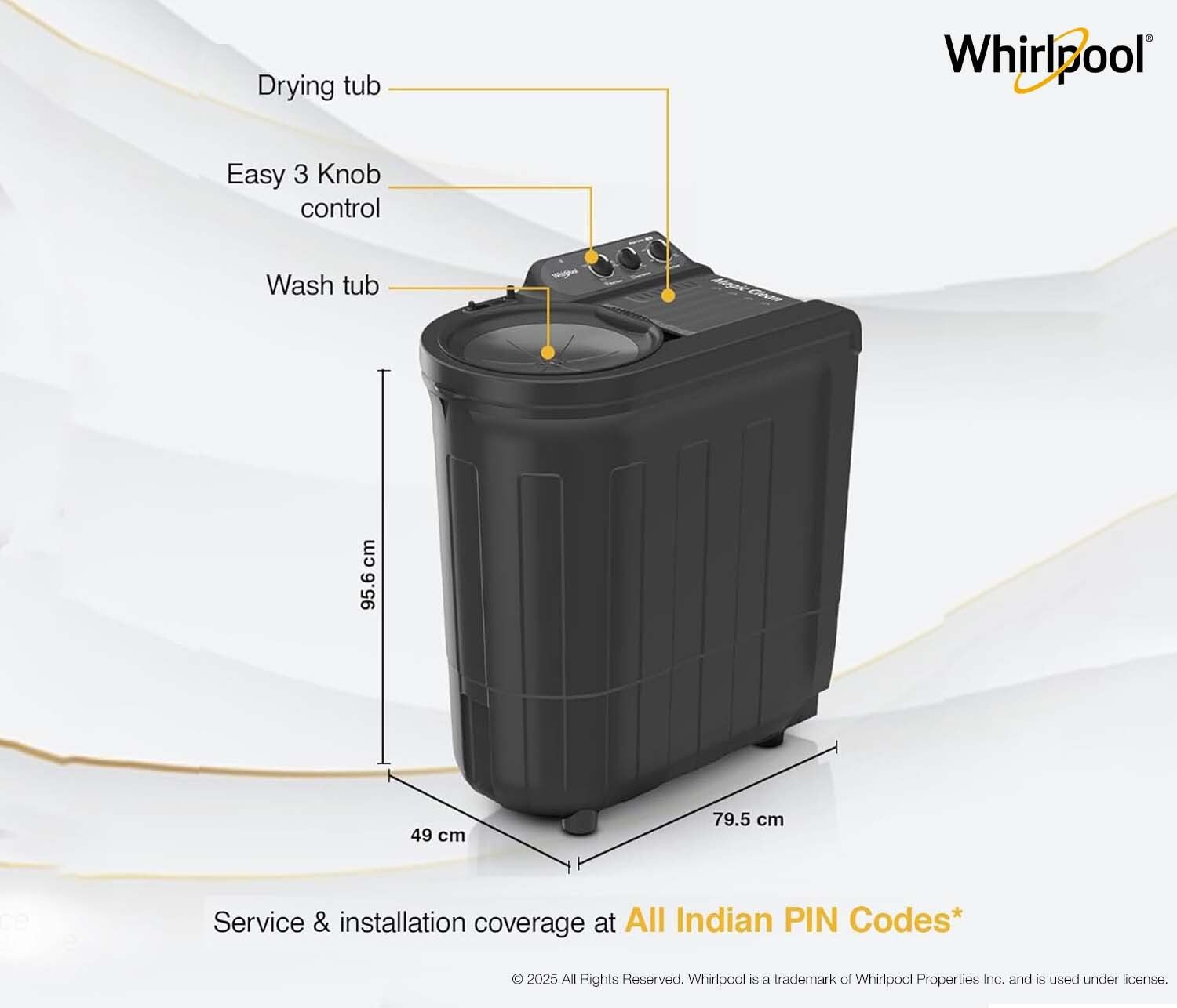 Image of Whirlpool 7 kg 5 Star with Ace Wash Station, 1400 RPM Speed and Rust Proof Semi Automatic Top Load Washing Machine Grey