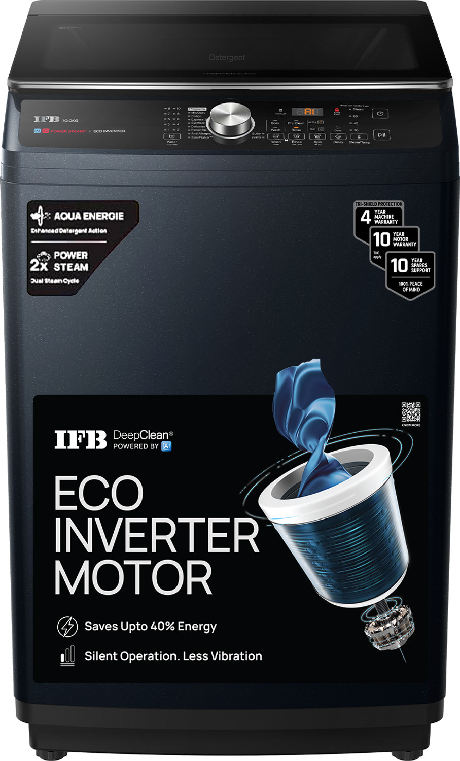 Image of IFB 10 kg 5 Star AI Powered Deepclean Technology with Eco Inverter, Power Steam, Inbuilt Heater, Activmix Fully Automatic Top Load Washing Machine with In-built Heater Blue