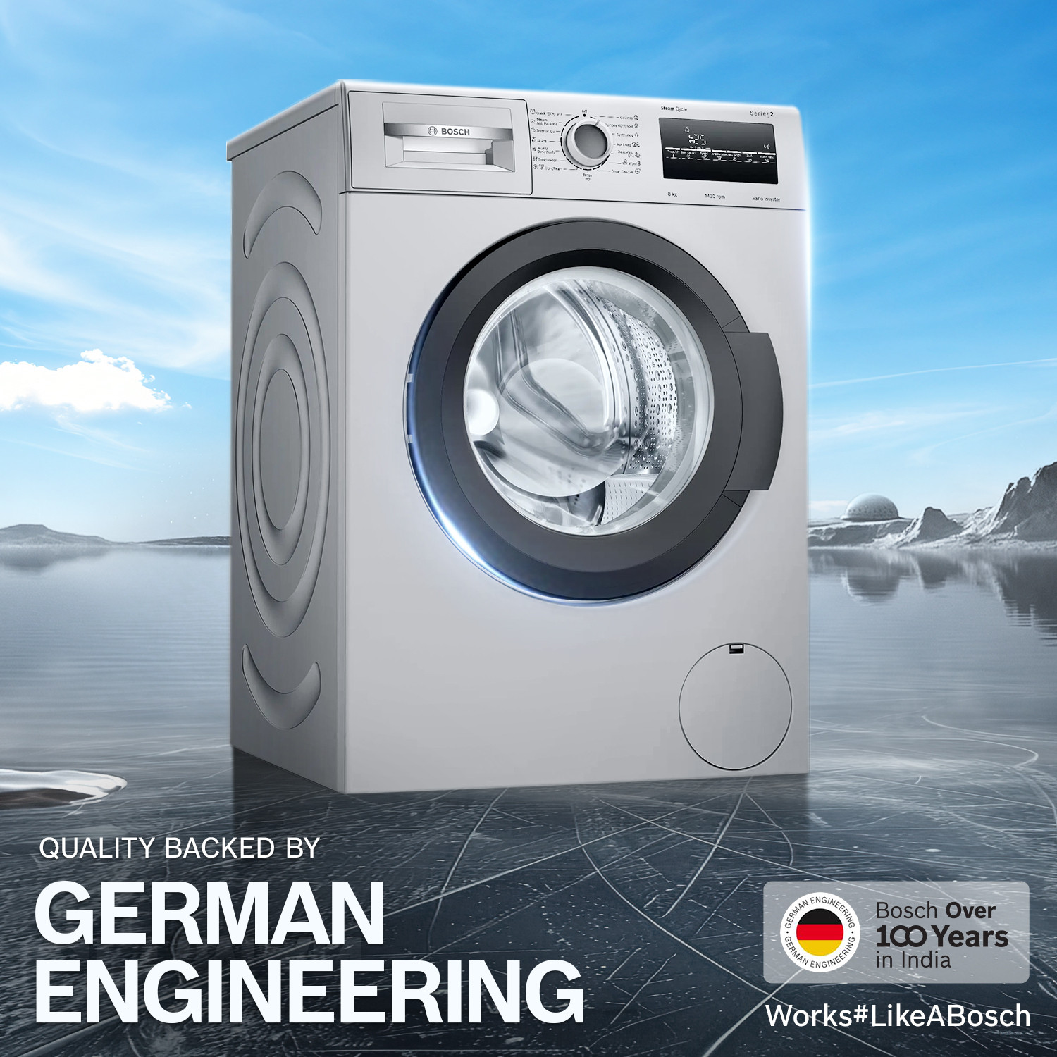 Image of BOSCH 8 kg Fully Automatic Front Load Washing Machine with In-built Heater Grey