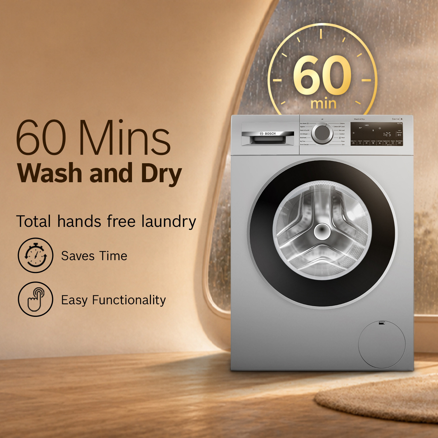 Image of BOSCH 12 Washer with Dryer with In-built Heater Silver