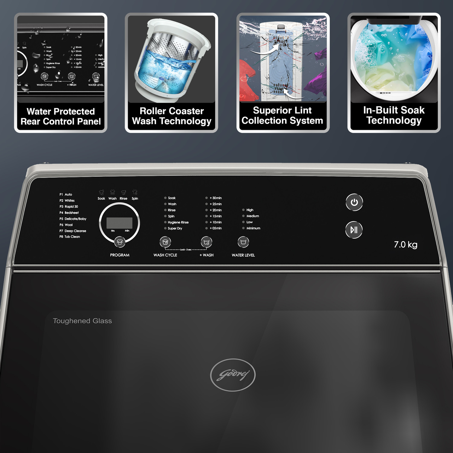 Image of Godrej 7 kg 5 Star With Flexi Wash Technology And Soft-Close Lid Washing Machine Fully Automatic Top Load Silver