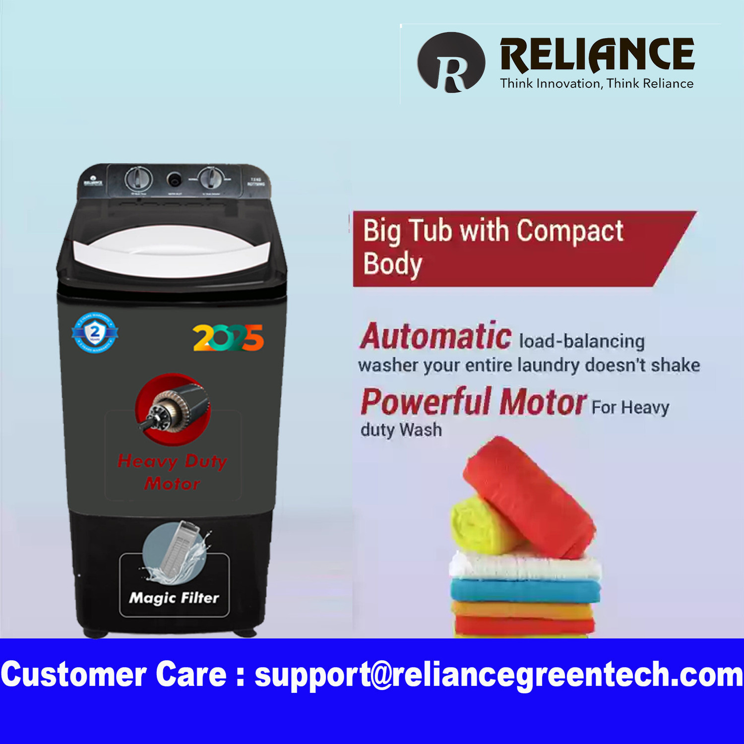 Image of Reliance 7.5 kg Washer only Grey, Black