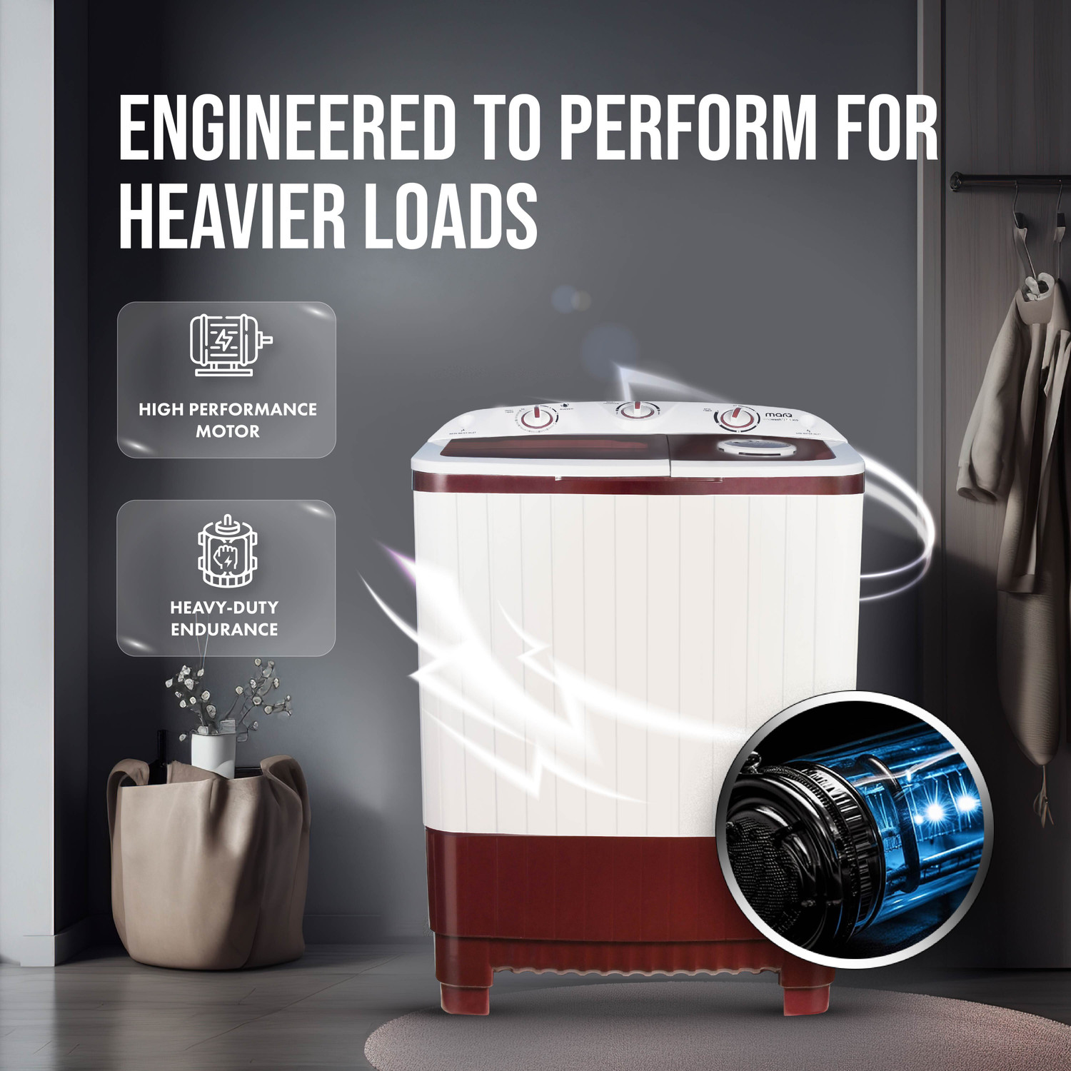 Image of MarQ by Flipkart 7.5 kg 5 Star Rating Innowash Range Semi Automatic Top Load Washing Machine Maroon, White
