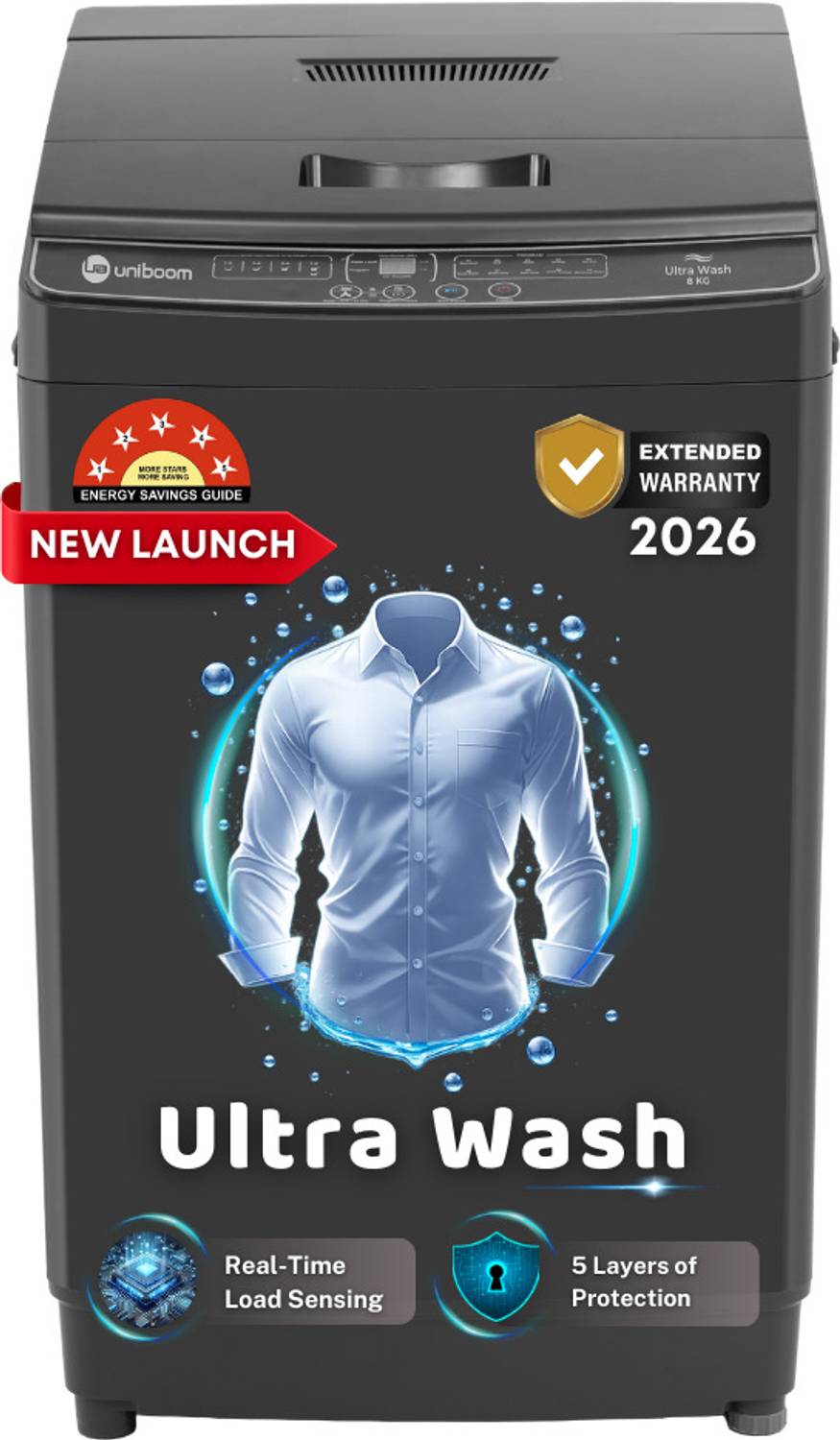 Uniboom 8 kg Ultra Wash 10 Smart Programs AI Load Balancer