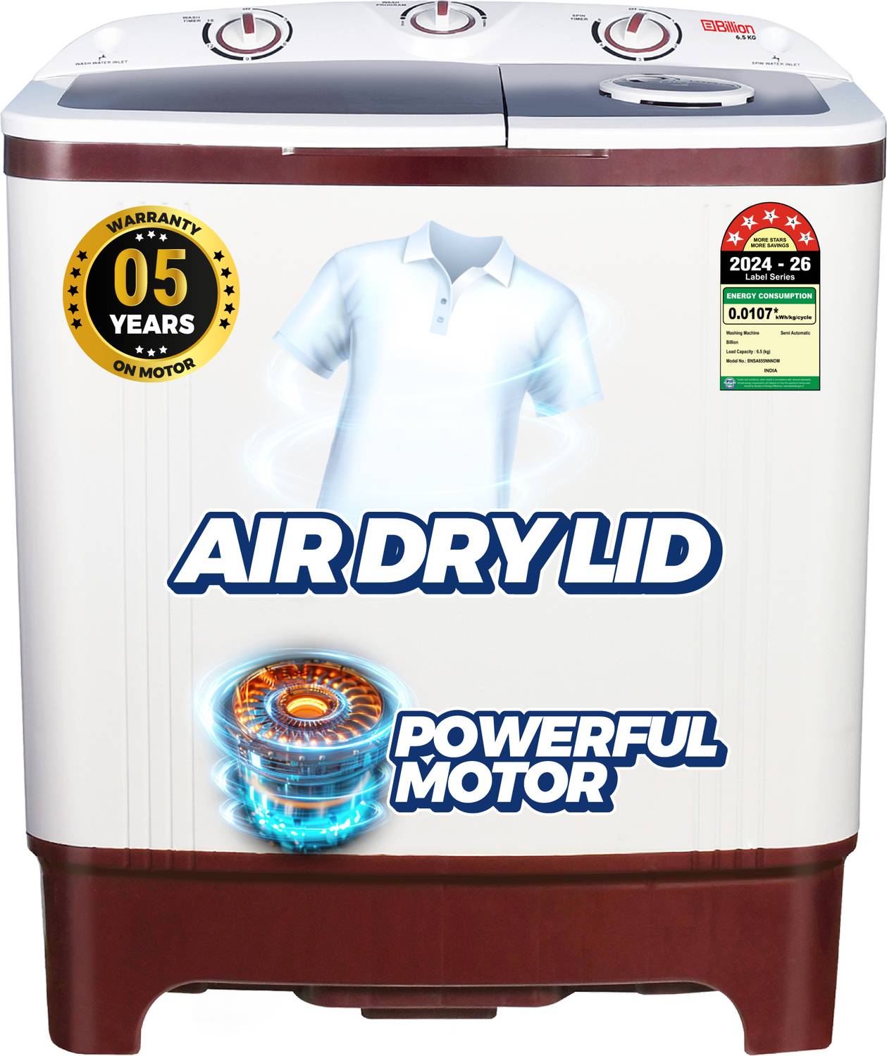 MarQ By Flipkart 6.5 kg Semi Automatic Top Load Grey, White