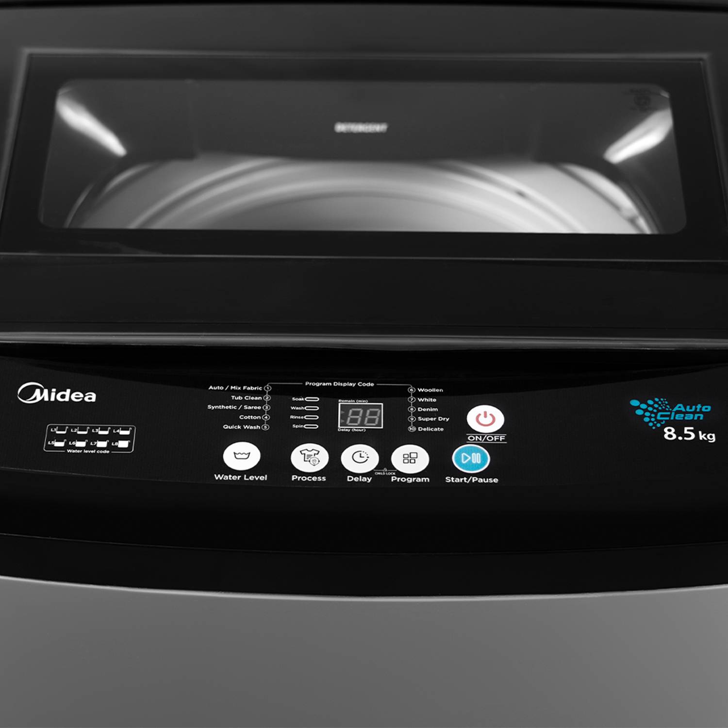 Midea 8.5 kg Fully Automatic Top Load Washing Machine Grey - Image 4