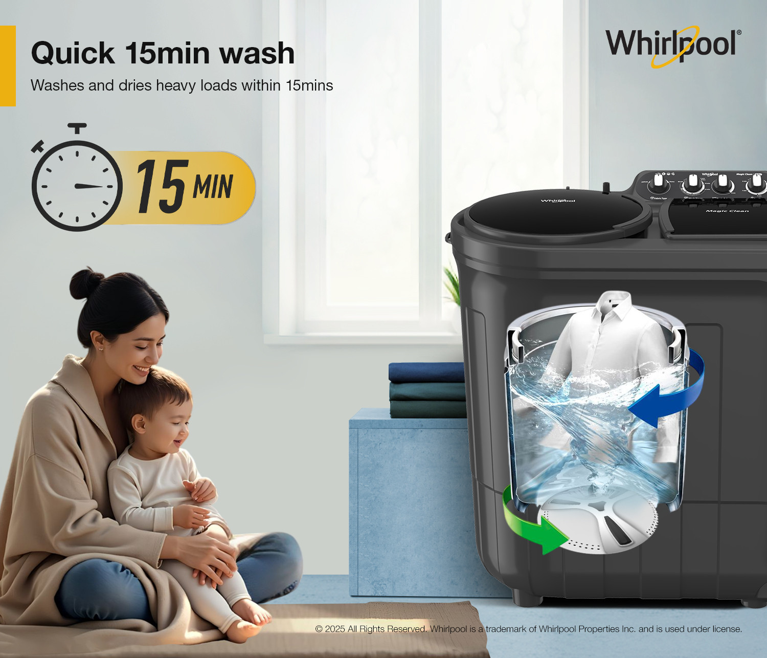 Image of Whirlpool 9 kg Semi Automatic Top Load Washing Machine Grey