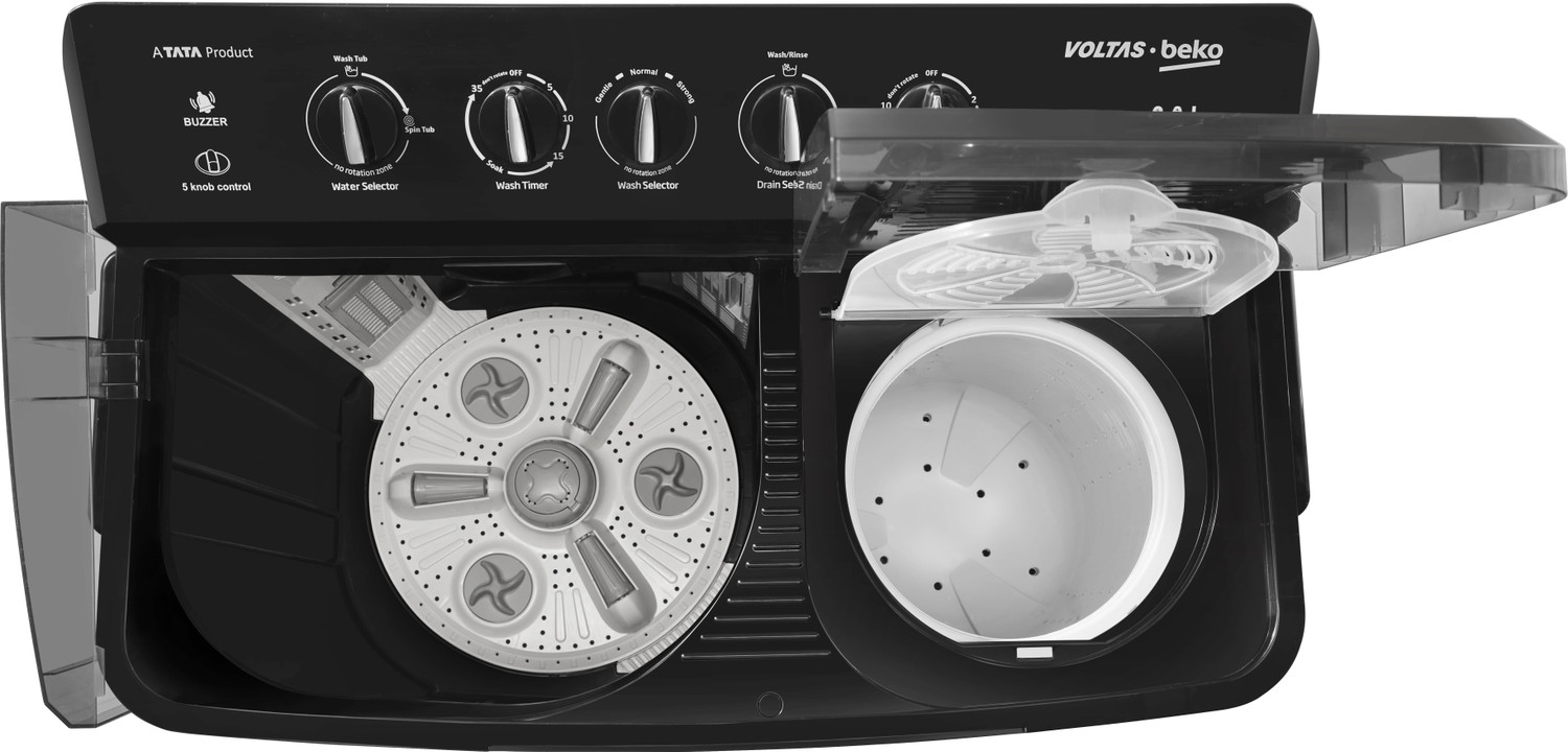 Image of Voltas Beko 9 kg Semi Automatic Top Load Washing Machine Black, Grey