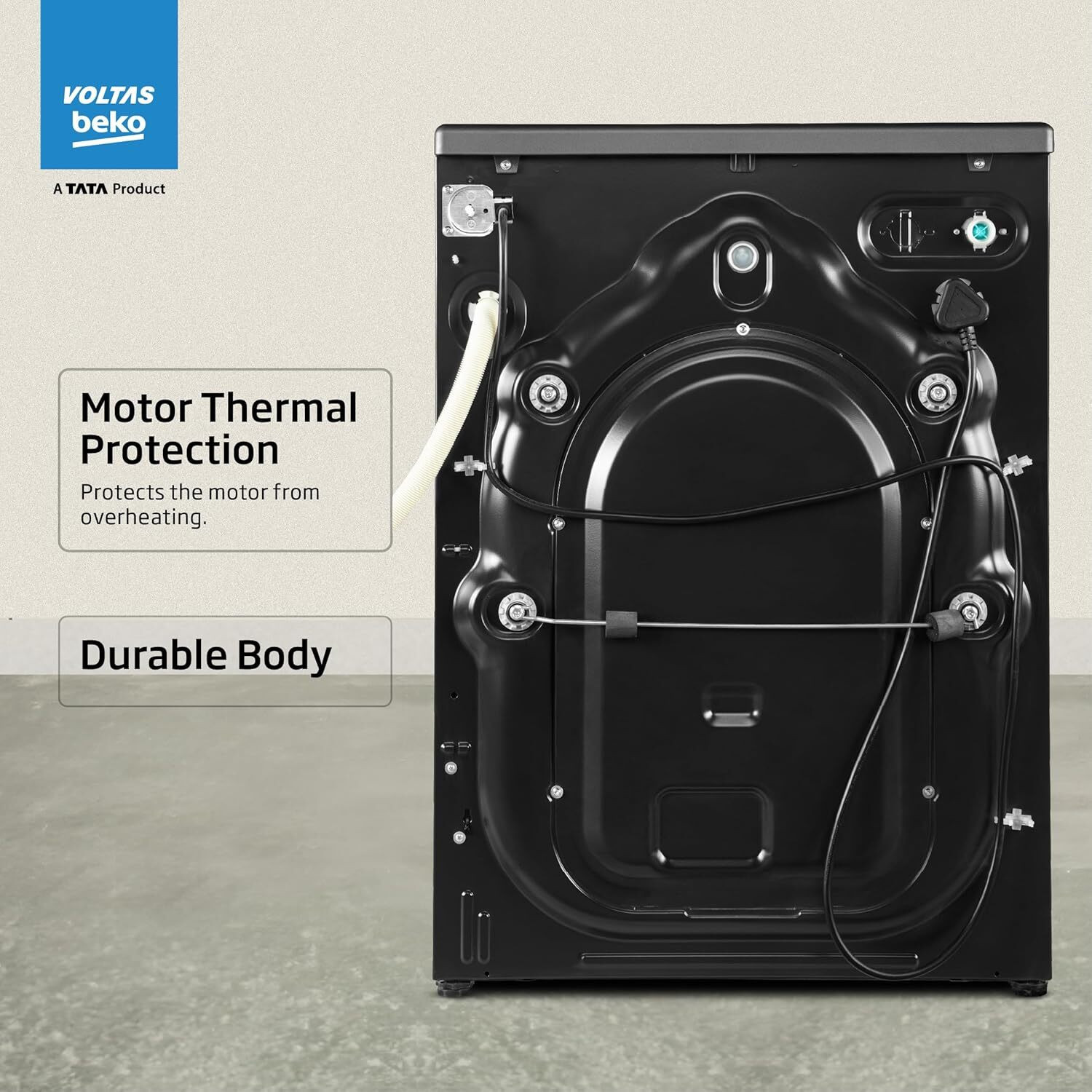Image of Voltas Beko 7 kg Fully Automatic Front Load Washing Machine with In-built Heater Black
