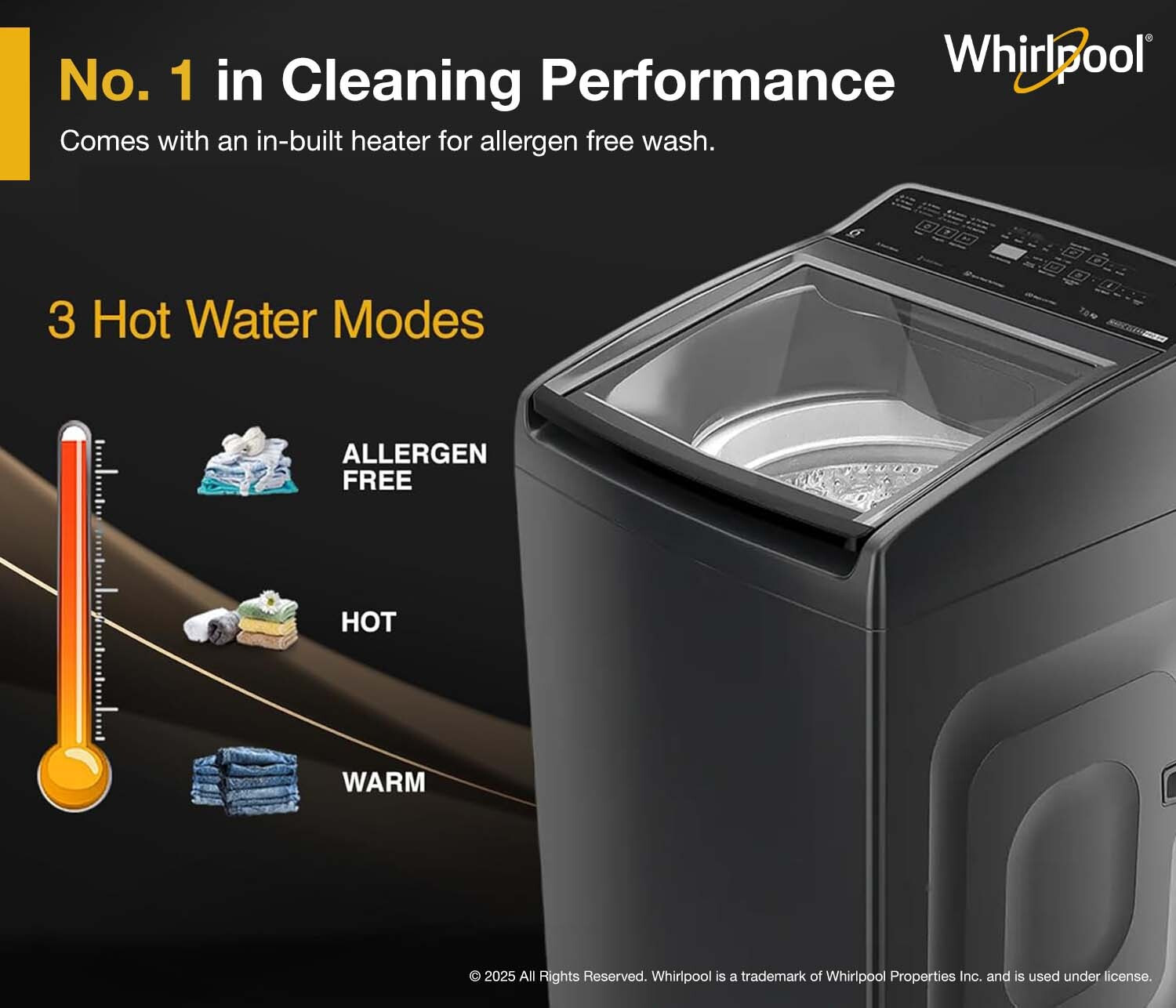 Image of Whirlpool 7 kg Fully Automatic Top Load Washing Machine with In-built Heater Grey