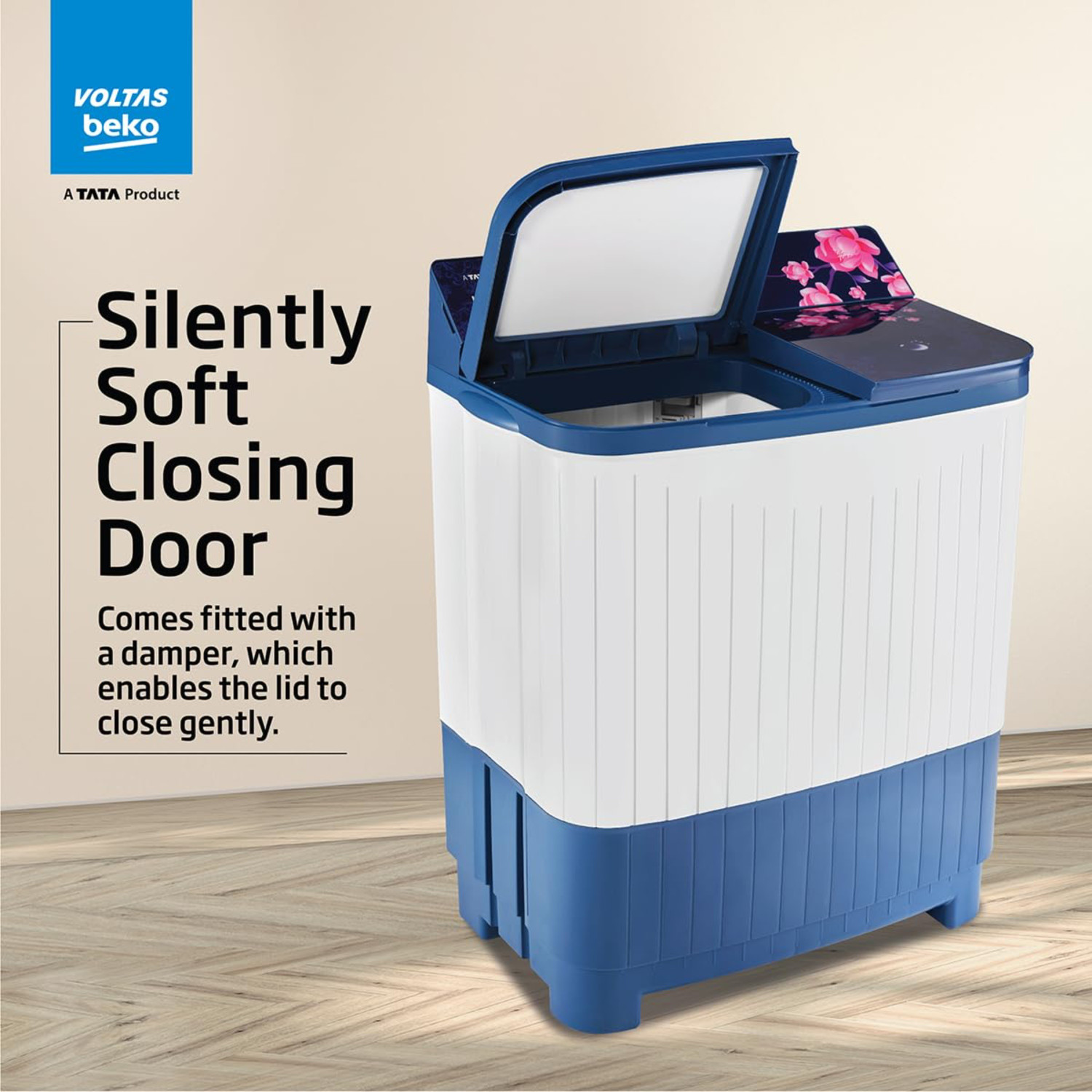 Image of Voltas 8.5 kg Semi Automatic Top Load Washing Machine Blue, White