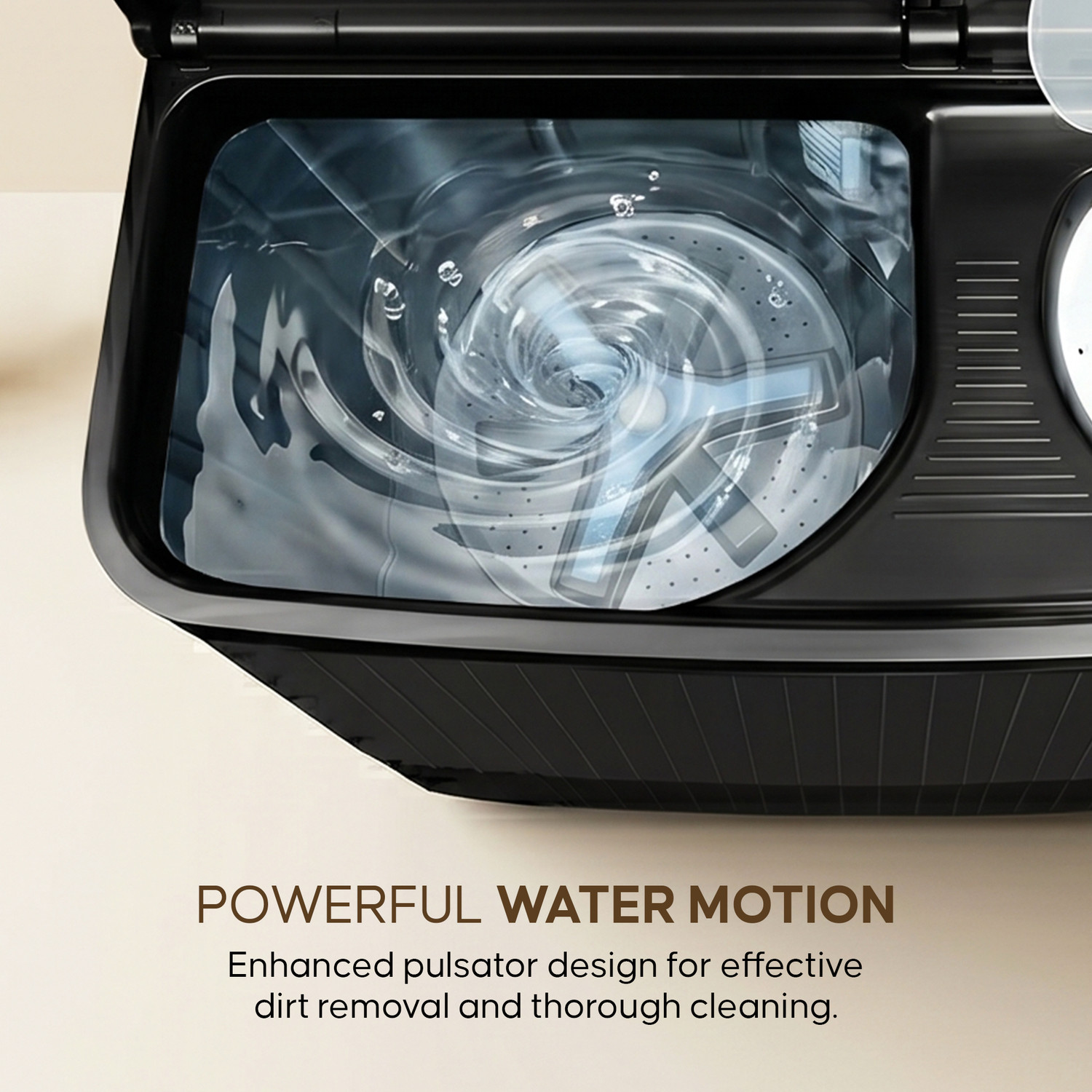 Image of Haier 11 kg Thunder Pulsator, Toughened Glass Lid, Oxyi Dry, Magic Filter & Castor Wheels Semi Automatic Top Load Washing Machine Black