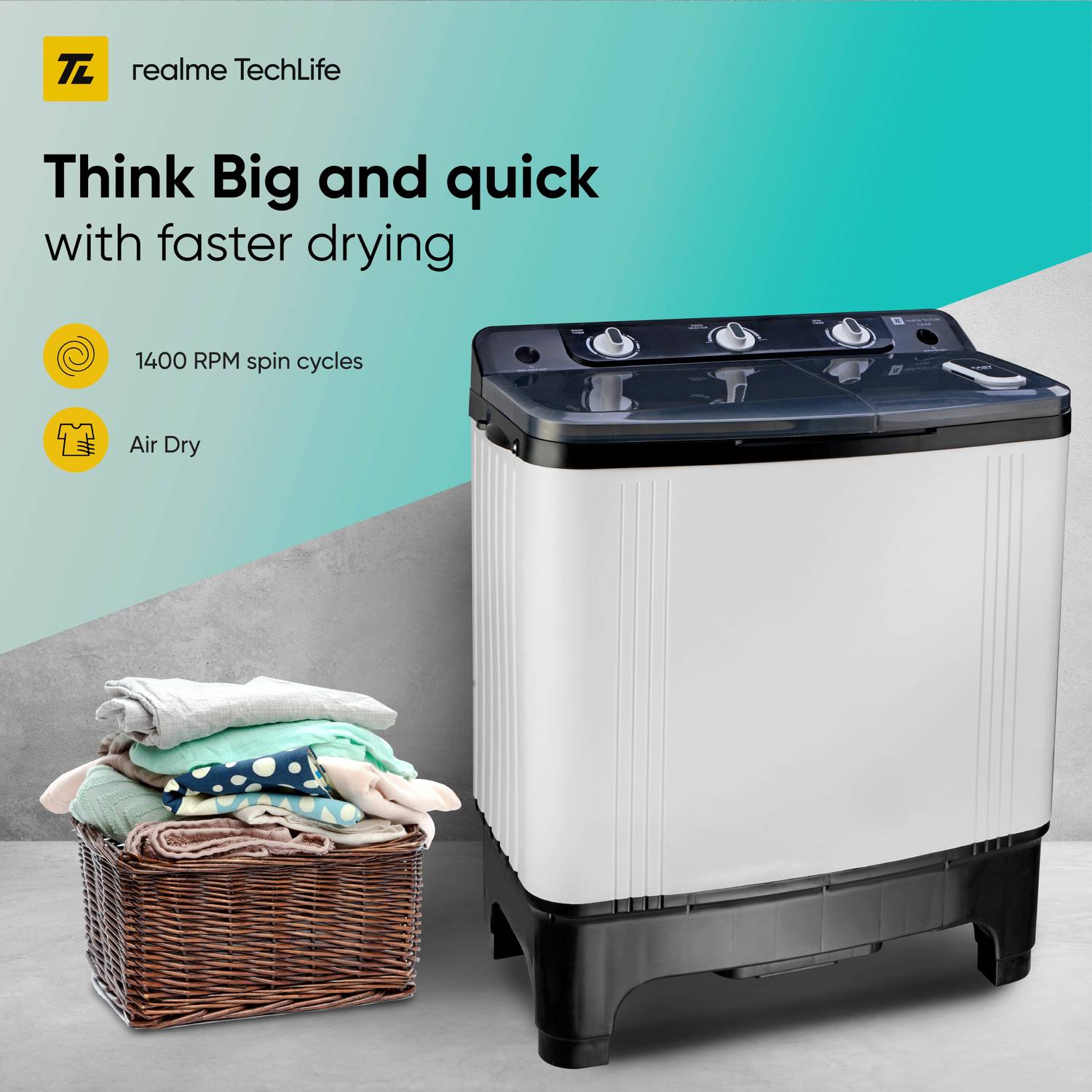 realme TechLife 7 kg Semi Auto Top Load White - Image 3