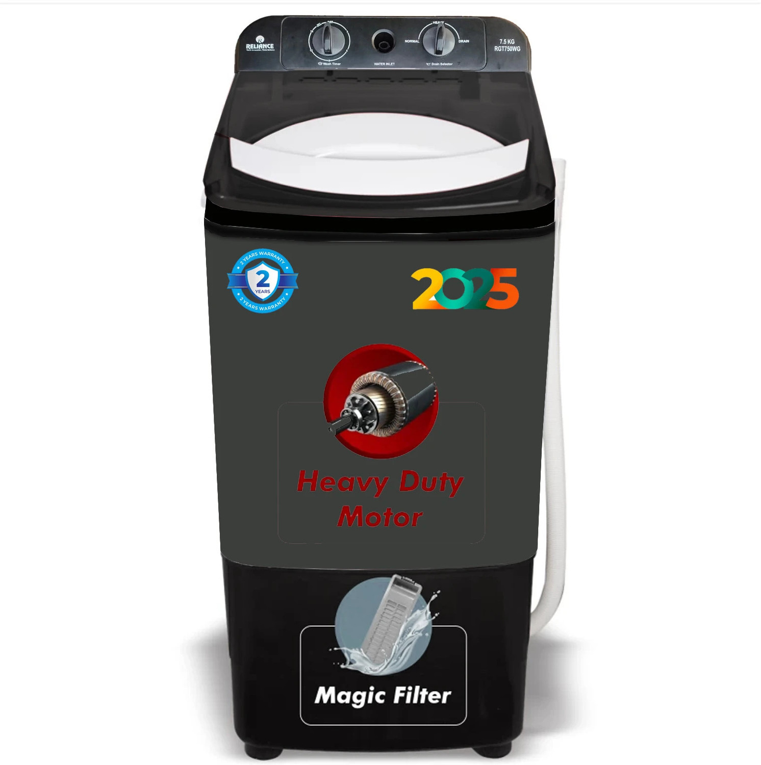 Image of Reliance 7.5 kg Washer only Grey, Black