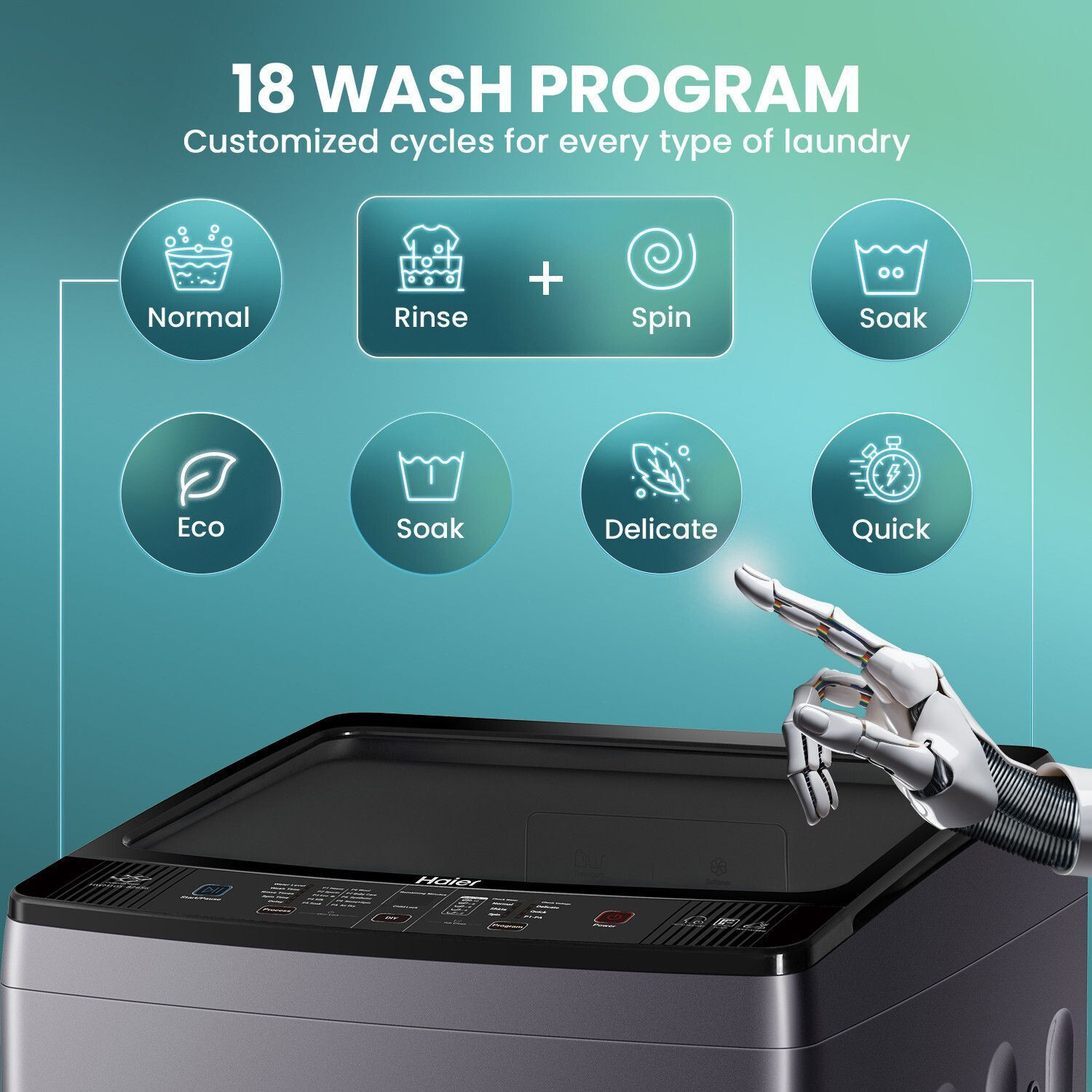 Image of Haier 10.5 kg Fully Automatic Top Load Washing Machine with In-built Heater Silver