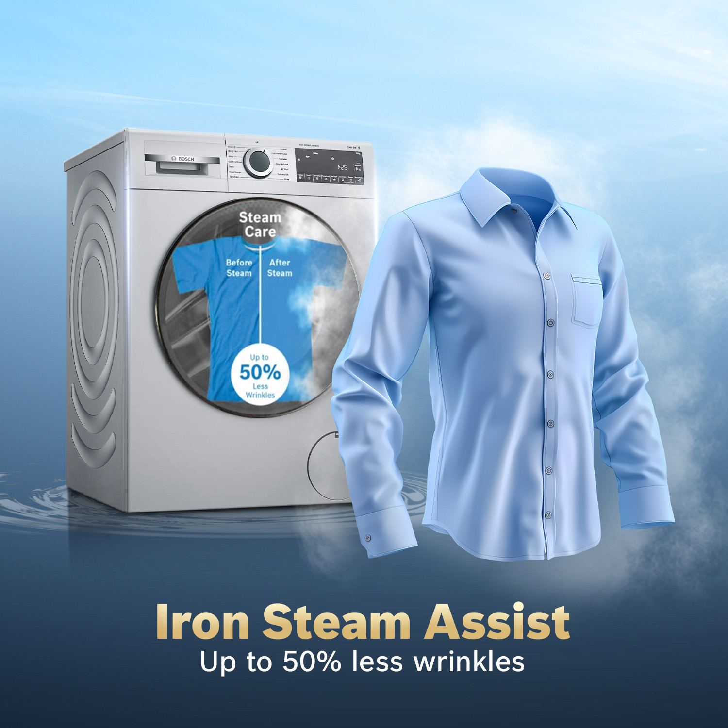 Image of BOSCH 10 kg Fully Automatic Front Load Washing Machine with In-built Heater Silver