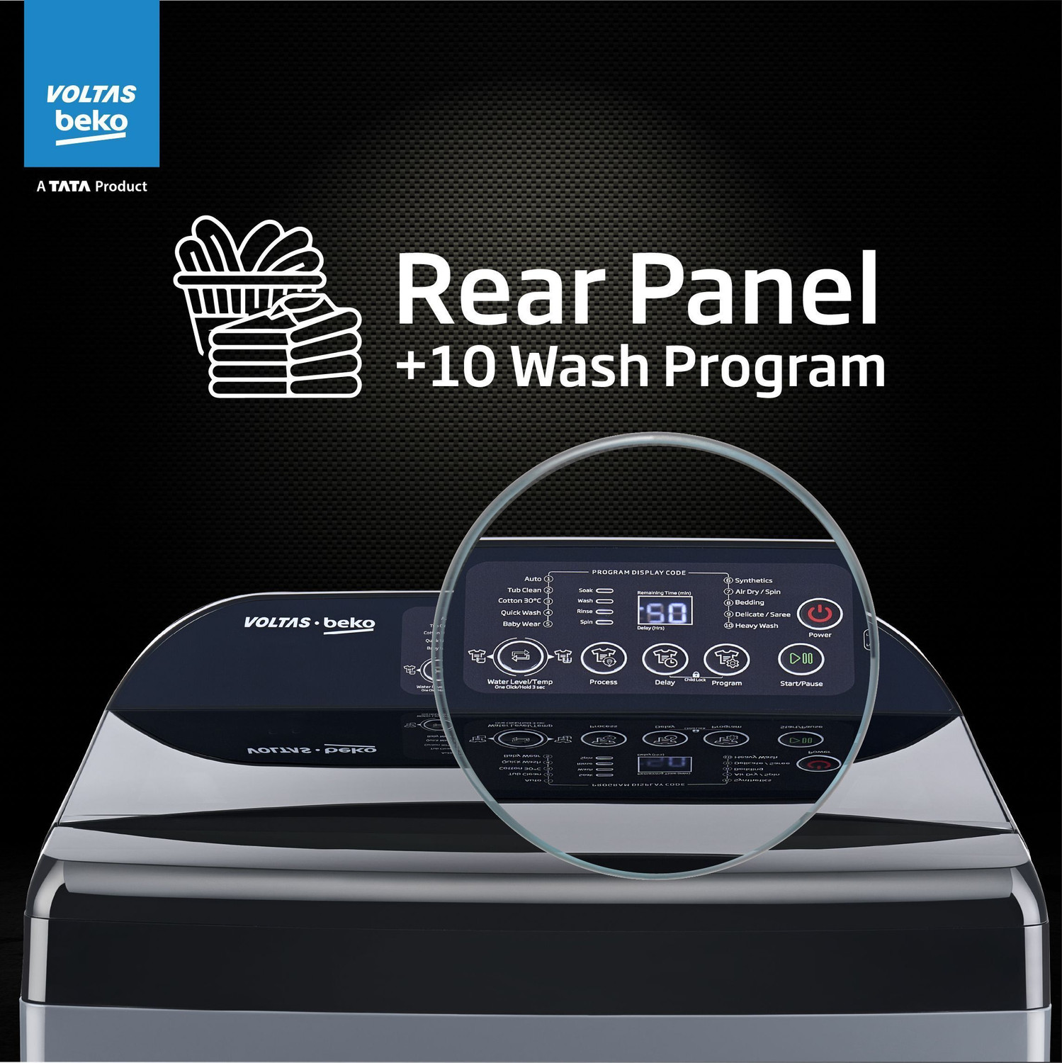 Image of Voltas Beko 8 kg Fully Automatic Top Load Washing Machine Grey