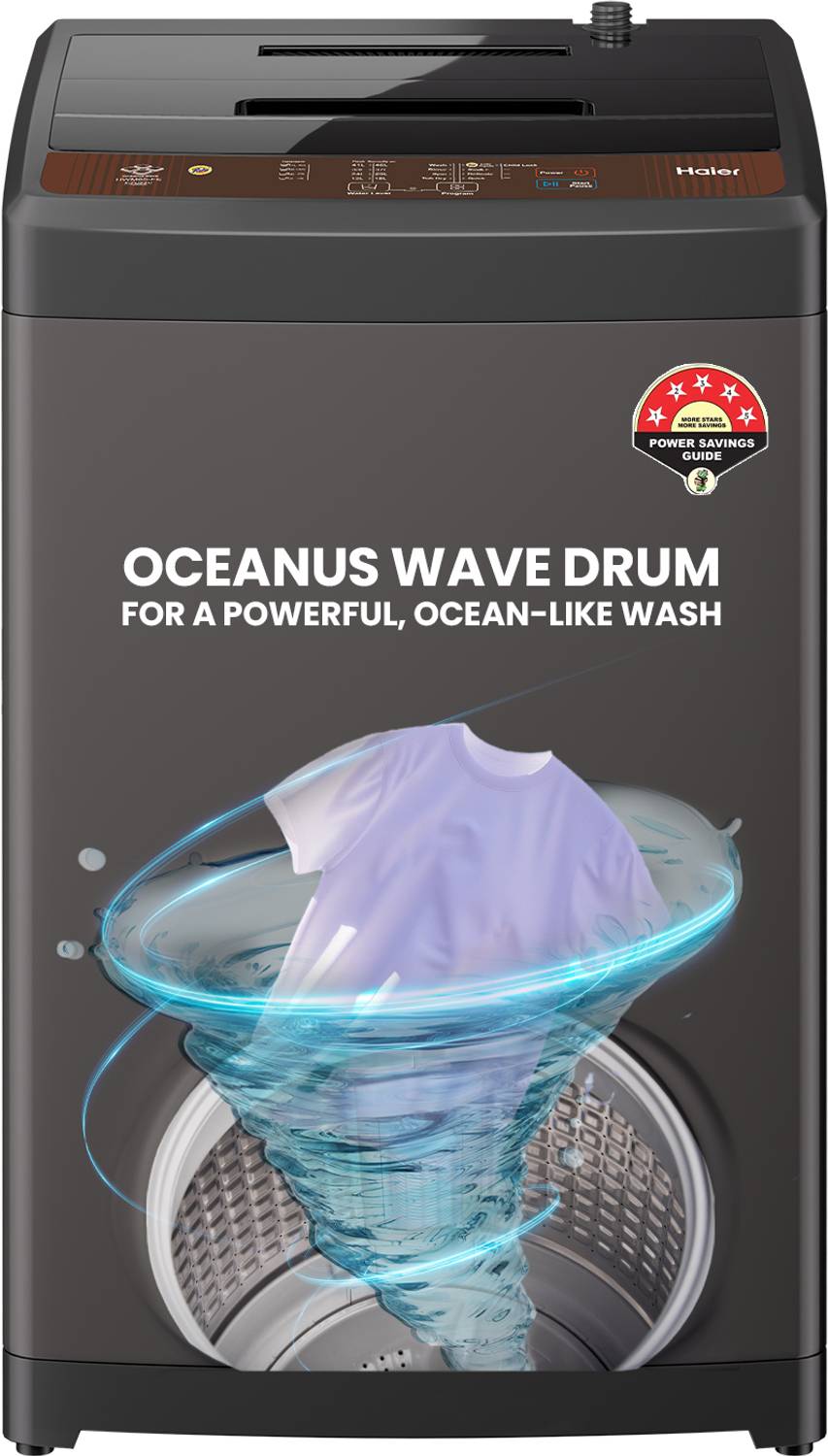Haier 7 kg Powerful Oceanus Wave Drum, Smart Fuzzy Control, Balan