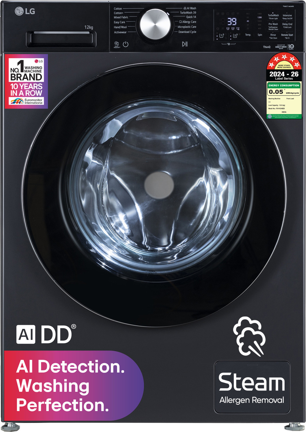 Image of LG 12 kg Fully Automatic Front Load Washing Machine with In-built Heater Grey