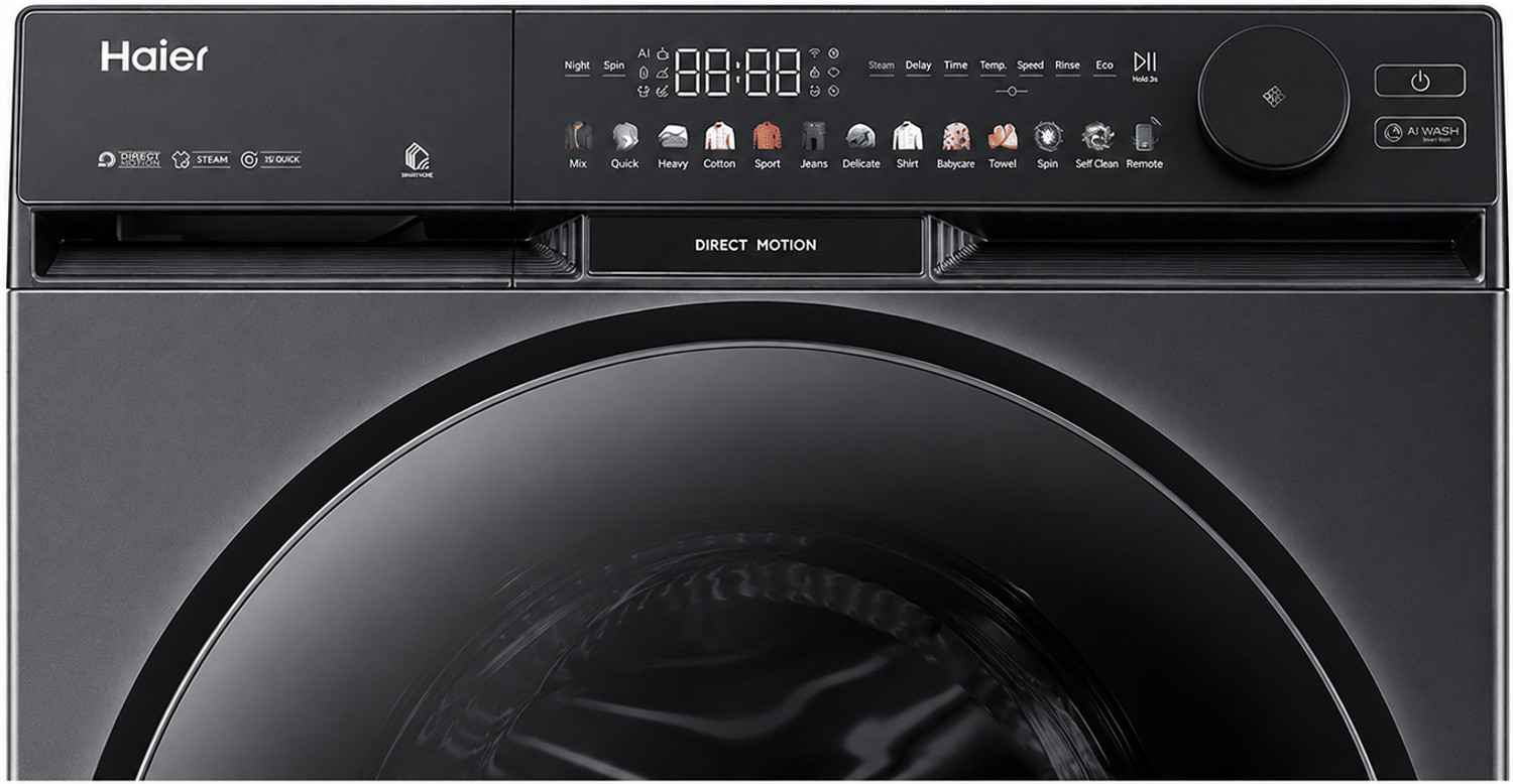 Image of Haier 10 kg Fully Automatic Front Load Washing Machine with In-built Heater Black