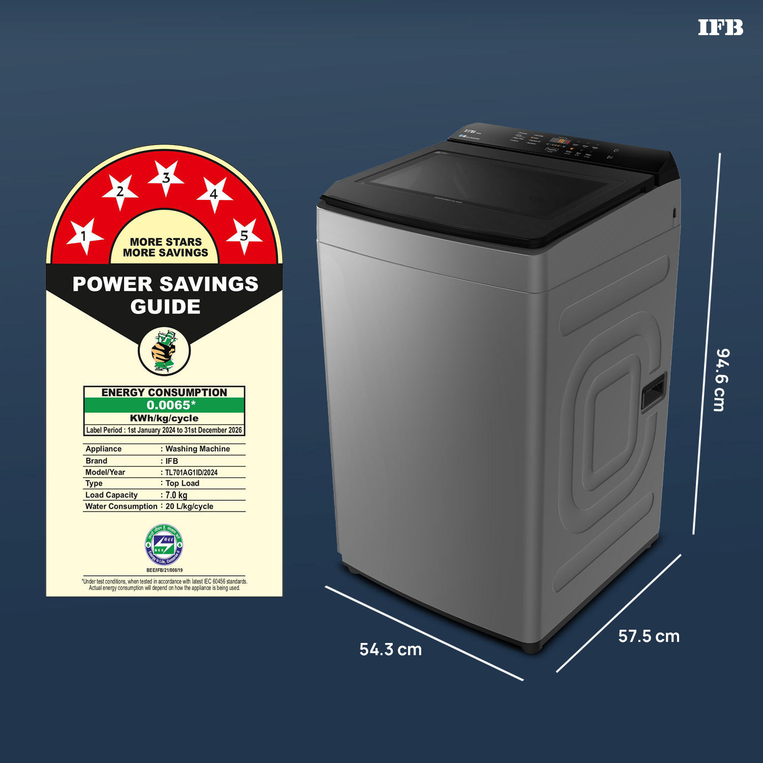 Image of IFB 7 kg 5 Star AI Powered DeepClean Technology with Eco-inverter, Activmix, AquaEnergie, Inbuilt Wheels Fully Automatic Top Load Washing Machine Grey