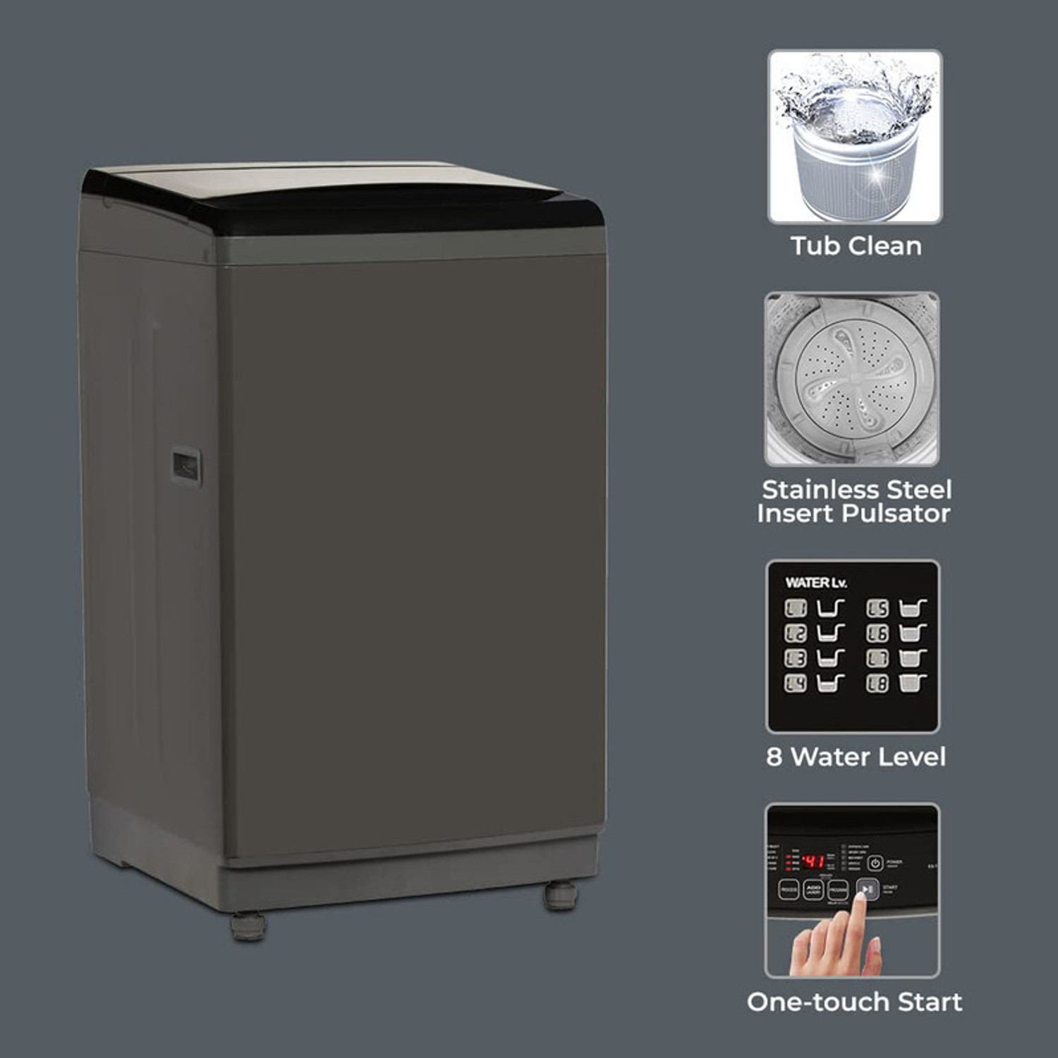 Image of Sharp 9 kg Fully Automatic Top Load Washing Machine Grey