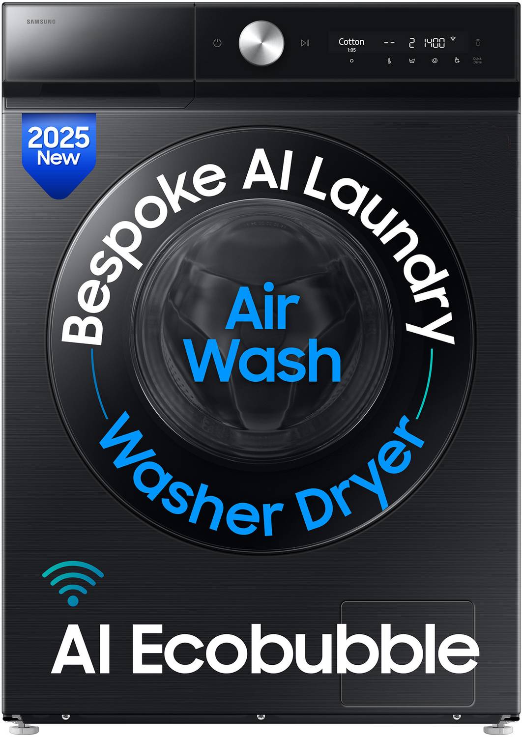 Samsung 12/7 kg Washer with Dryer 5 Star, AI EcoBubble, AI Wash, AI Control, AI Energy Mode, Air Wash, Super Speed, Hygiene Steam, Wi-Fi, Digital Inverter with In-built Heater Black