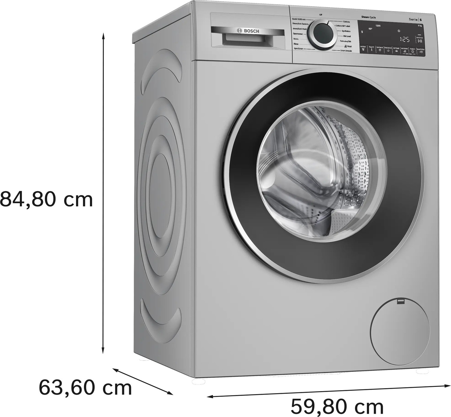 Image of BOSCH 9 kg Fully Automatic Front Load Washing Machine with In-built Heater Silver