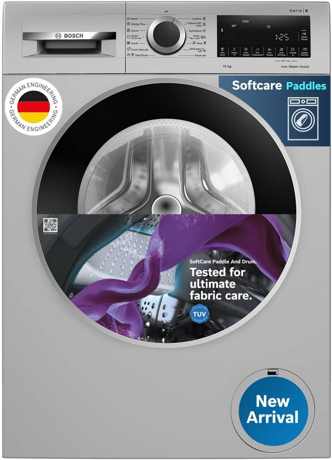 BOSCH 10 kg Fully Automatic Front Load with In-built Heater Silve