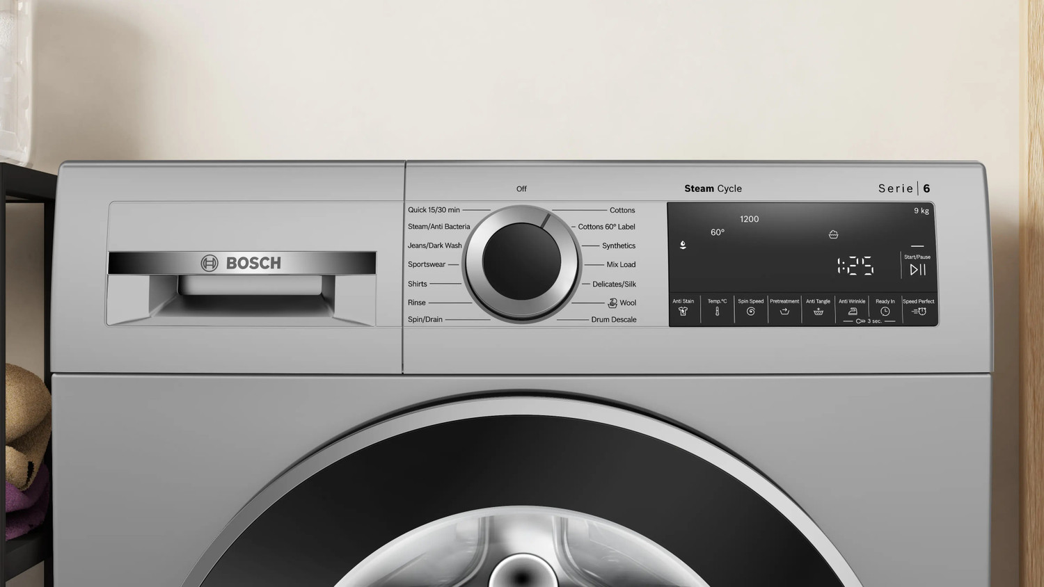 Image of BOSCH 9 kg Fully Automatic Front Load Washing Machine with In-built Heater Silver