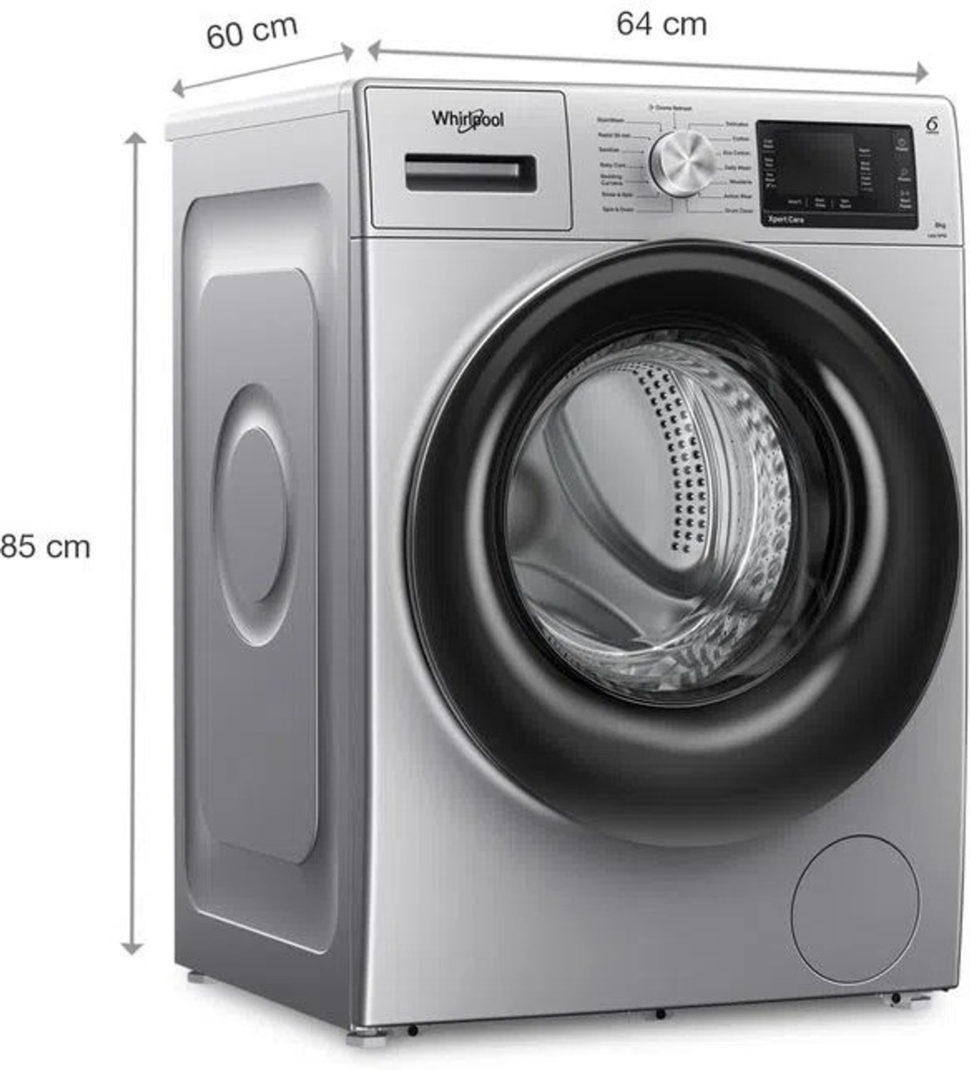 Image of Whirlpool 8 kg Fully Automatic Front Load Washing Machine with In-built Heater Black