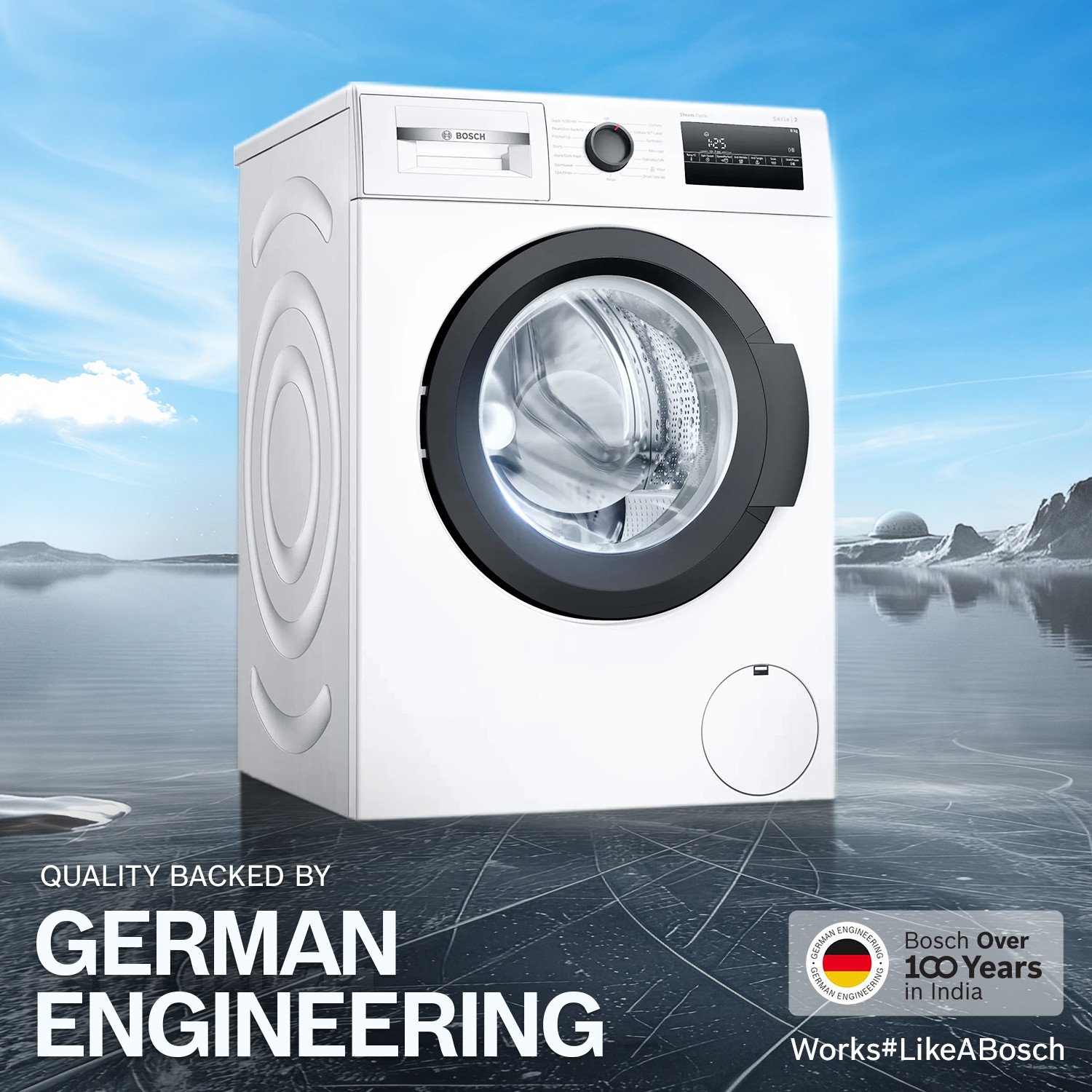 Image of BOSCH 8 kg Fully Automatic Front Load Washing Machine with In-built Heater White