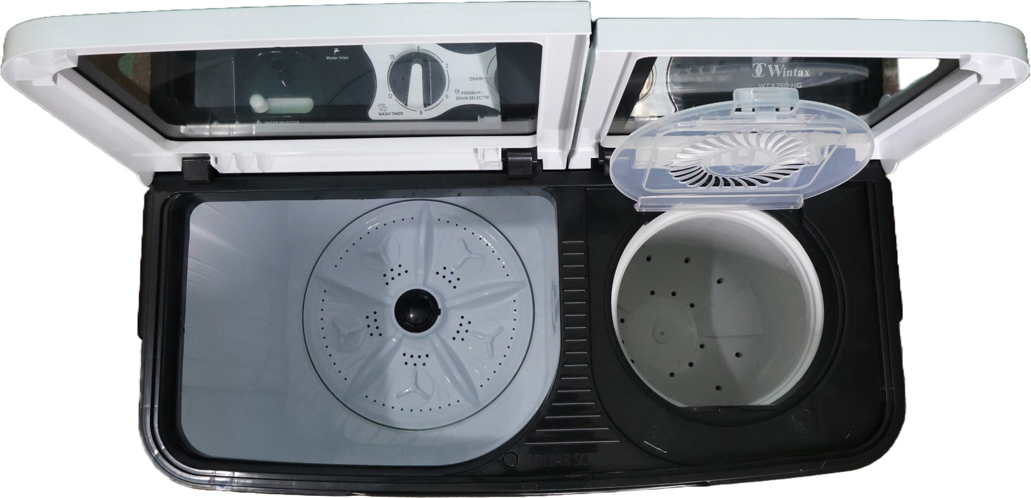 Image of wintax 7.5 kg Semi Automatic Top Load Washing Machine Black