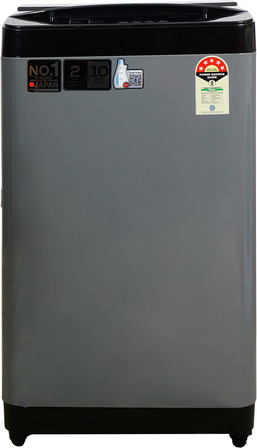 Image of Panasonic 8 kg Fully Automatic Top Load Washing Machine Grey, Black