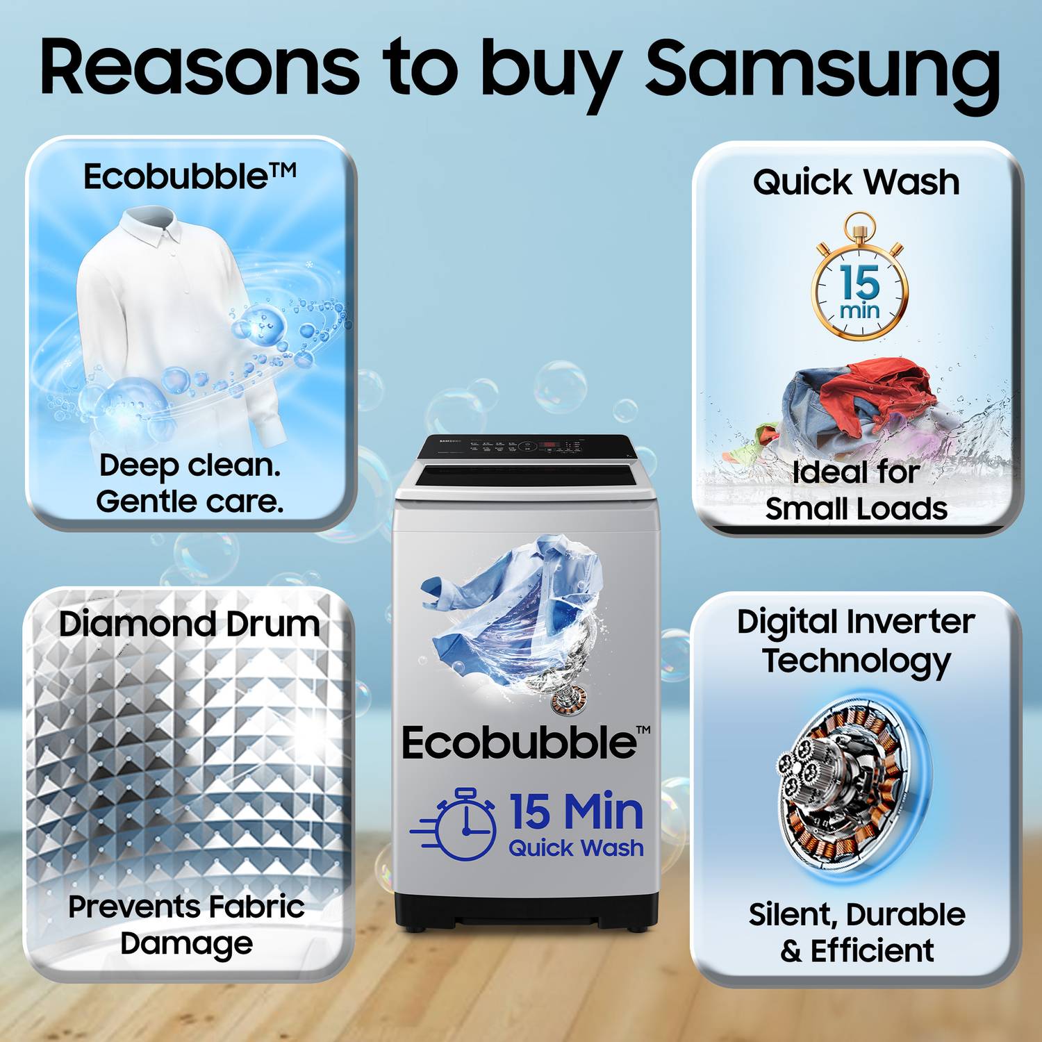 Samsung 7 kg Top Load Washing Machine Grey - Image 3
