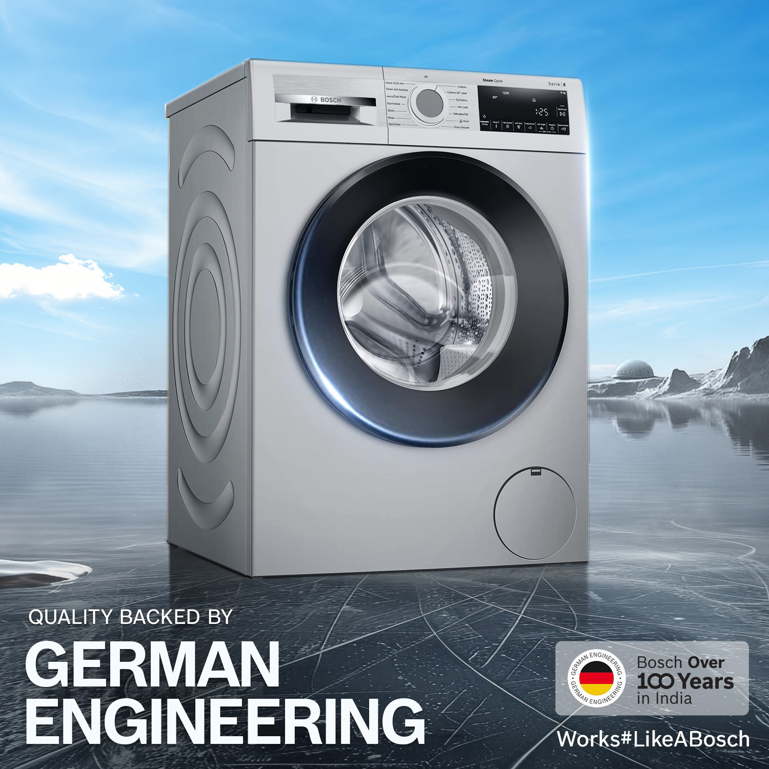 Image of BOSCH 9 kg Fully Automatic Front Load Washing Machine with In-built Heater Silver