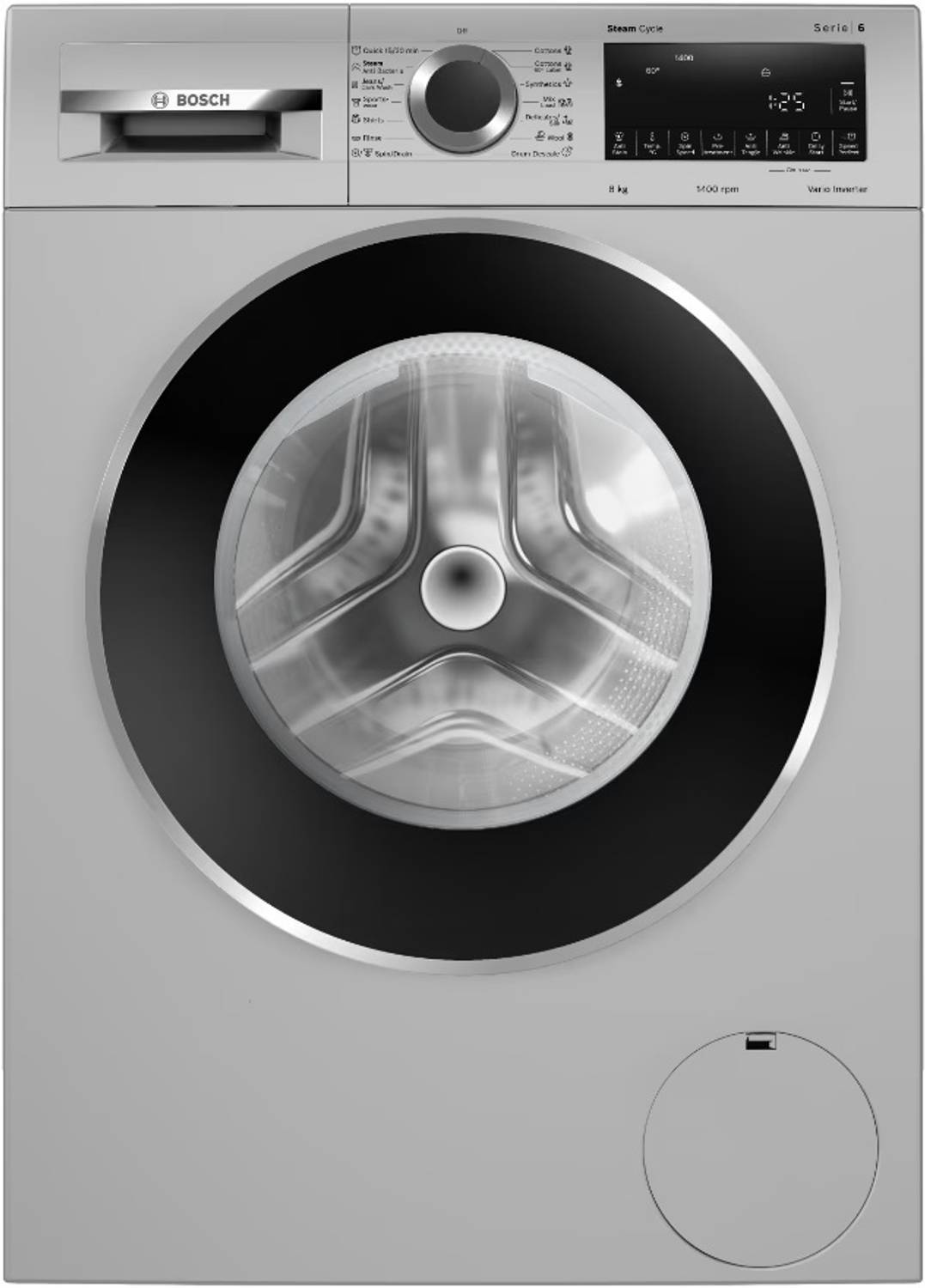 BOSCH 8 kg Fully Automatic Front Load with In-built Heater Silver