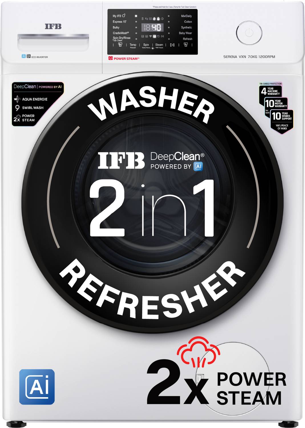 IFB 7 kg 5 Star Front Load Washing Machine White - Image 1