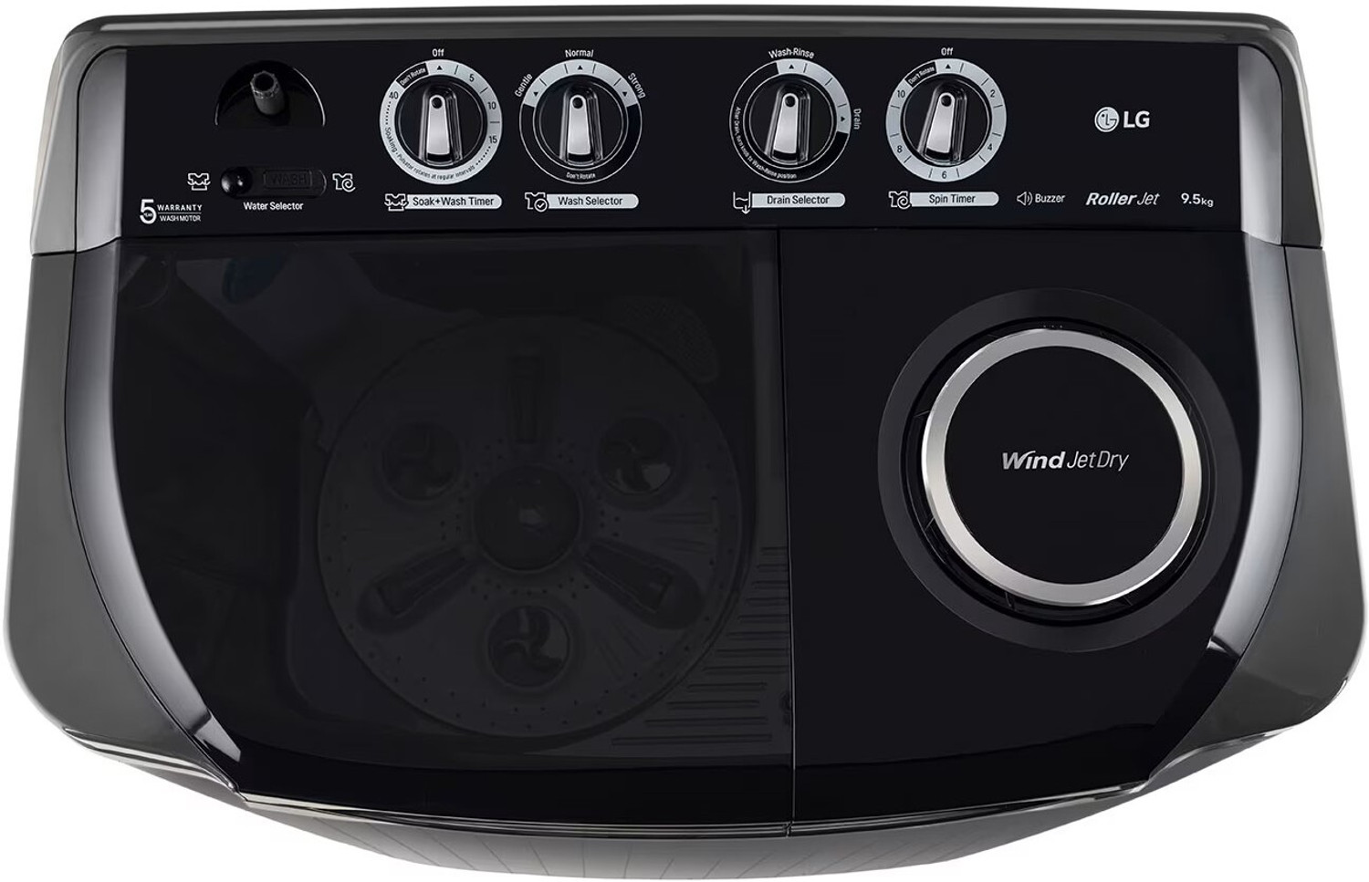 Image of LG 9.5 kg Semi Automatic Top Load Washing Machine Black