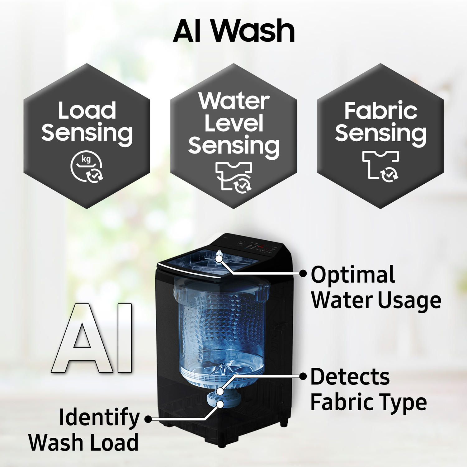 Image of Samsung 10 kg Fully Automatic Top Load Washing Machine Black