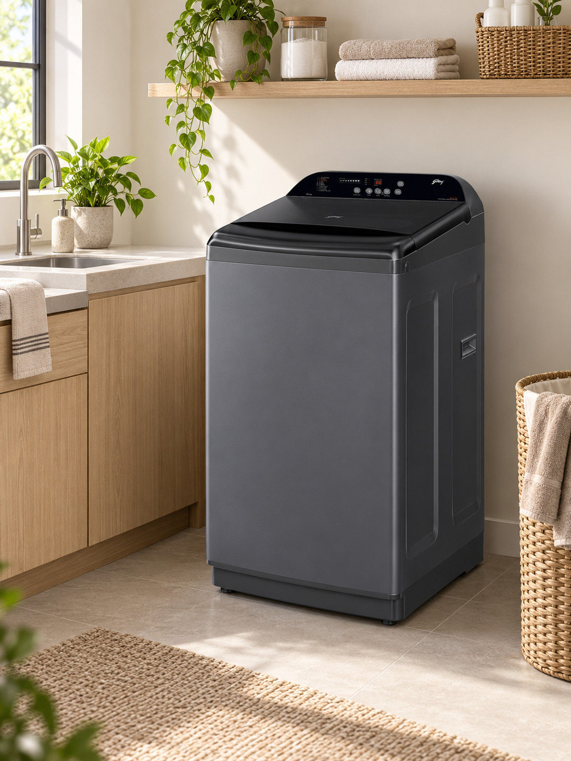 Image of Godrej 9.5 kg Fully Automatic Top Load Washing Machine with In-built Heater Grey