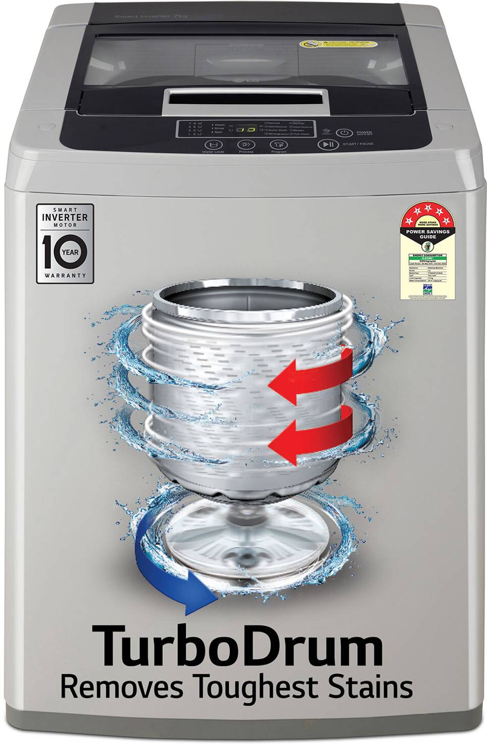 LG 7 kg 5 star Fully Automatic Top Load Silver